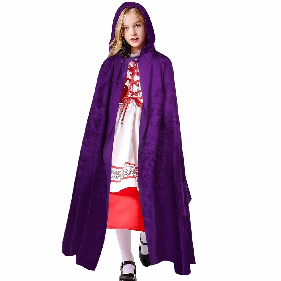 AOOWU kostium Halloween dla dzieci peleryna z kapturem czarownica wampir
