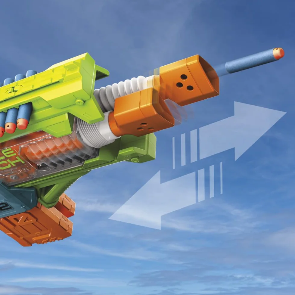 Zautomatyzowana wyrzutnia strzałek Nerf Elite 2.0 Double Punch, szybko zmieniające się lufy, 50 strzałek Nerf Elite, dwa 10-strzałkowe magazynki, wiek: od 8 lat