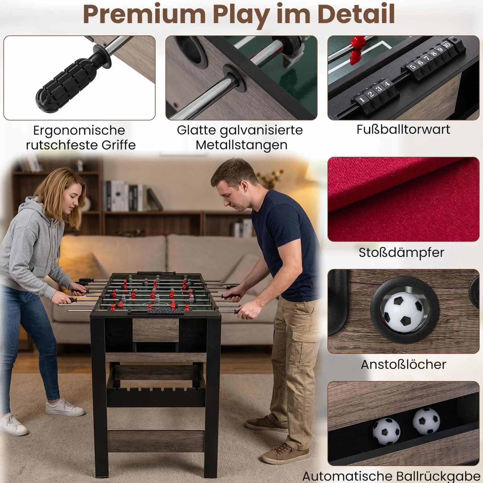 COSTWAY Wielofunkcyjny stół do gry 3 w 1, obrotowy, wielofunkcyjny stół do gry w piłkarzyki, bilard i tenis stołowy, kompletny zestaw z akcesoriami do pokoju zabaw, baru, stołu do gry w piłkarzyki dla