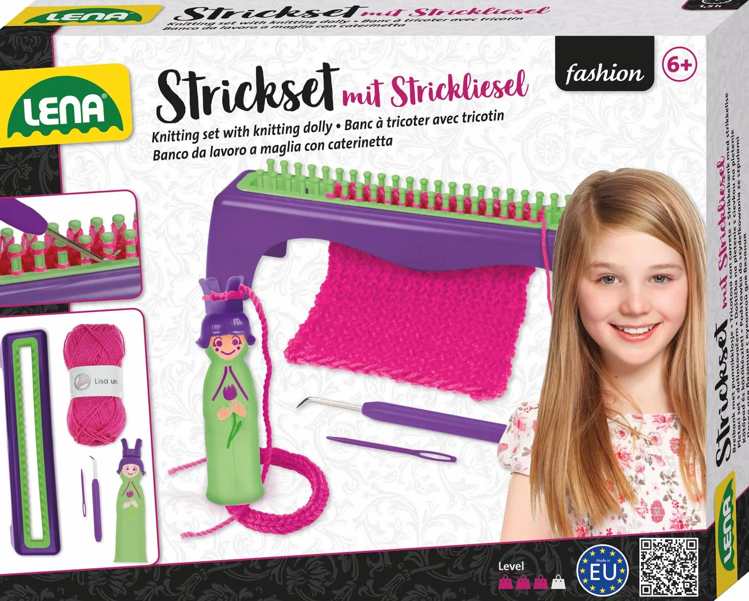 Lena 42679 zestaw do robienia na drutach, biały