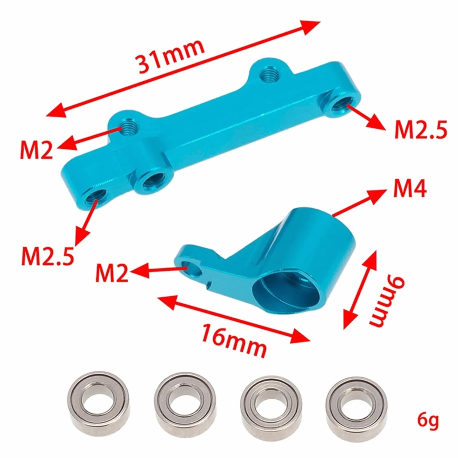 Zestaw metalowych części do modernizacji Zwrotnica Zestaw wahaczy zawieszenia, dla Losi, dla 1/18 Mini-T 2.0 2WD RC Truck Upgrade Parts Łącznik ramienia zawieszenia(Rot)