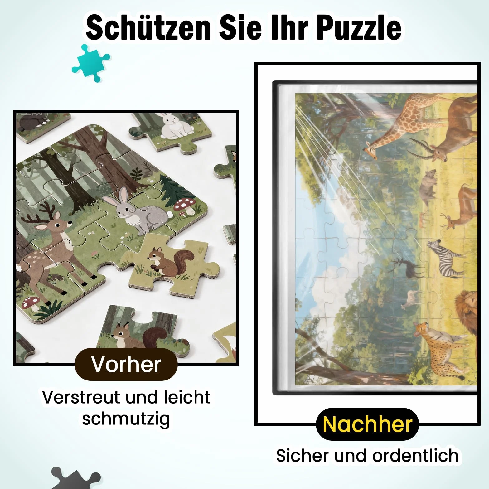 Faburo Puzzle do przechowywania puzzli, 1000, przechowywanie puzzli, do 40 prac, pyłoszczelne i ochronne akcesoria do puzzli, na Boże Narodzenie, urodziny