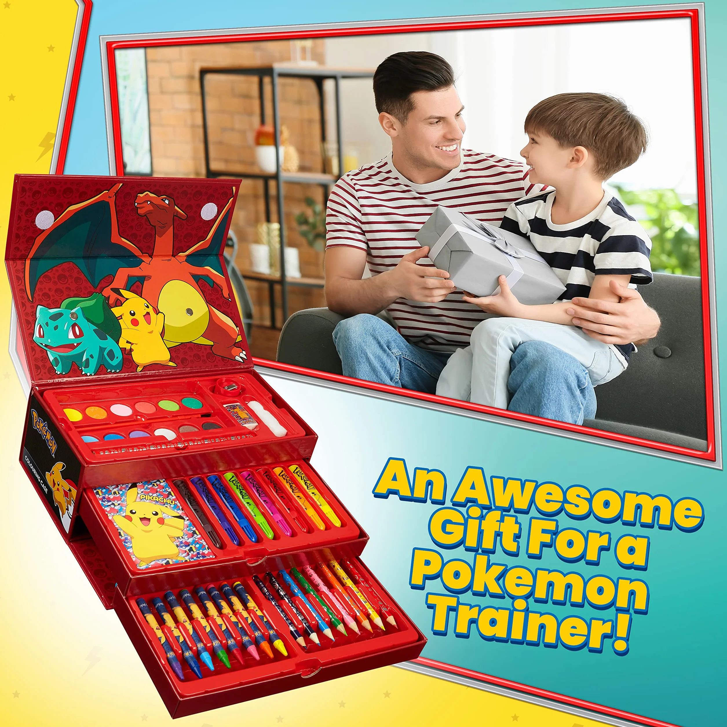 Pokemon Zestaw Art, zestawy do kolorowania dla dzieci, ponad 40 materiałów plastycznych dla dzieci