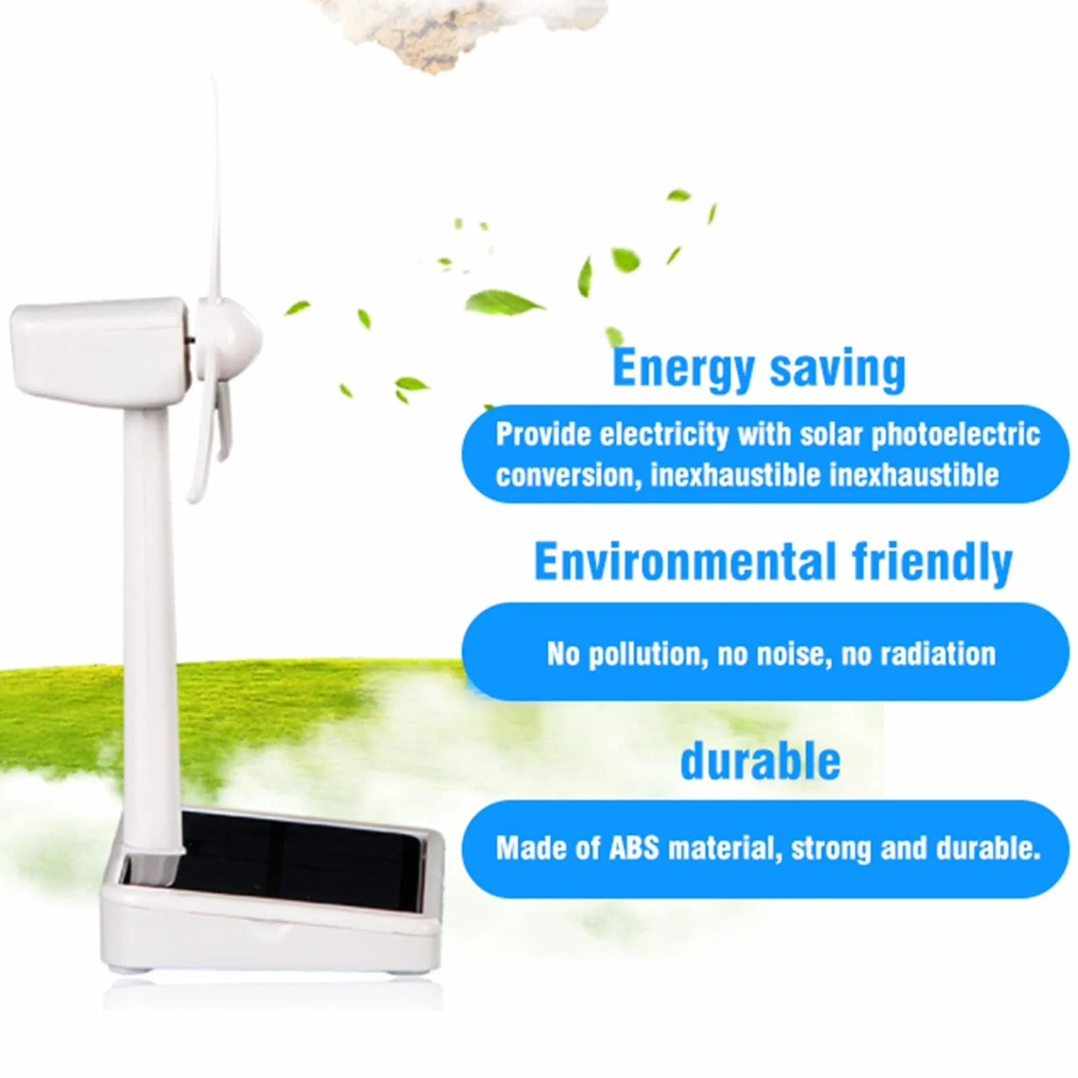 Nikou Miniaturowy model wiatraka słonecznego, miniaturowy model energii słonecznej, stacjonarna turbina wiatrowa, zasilana energią słoneczną, naukowe narzędzie edukacyjne dla dzieci, dekoracja biurka