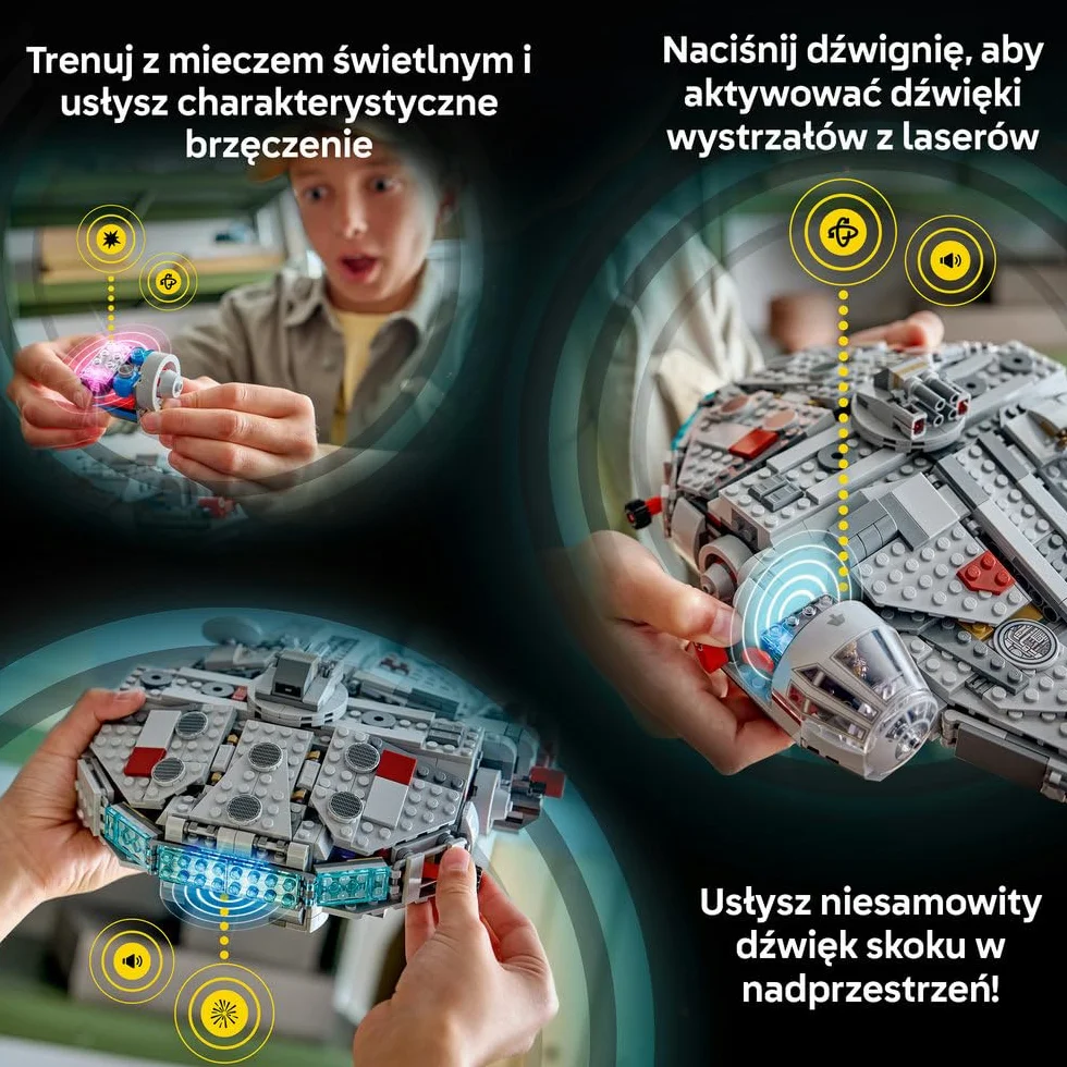 LEGO Star Wars 75426 SMART Play: Sokół Millennium, interaktywna zabawka dla dziecka, zestaw kompatybilny z 4 x SMART Tagami i czterema minifigurkami - pomysł na prezent dla dzieci od 9 lat i fanów