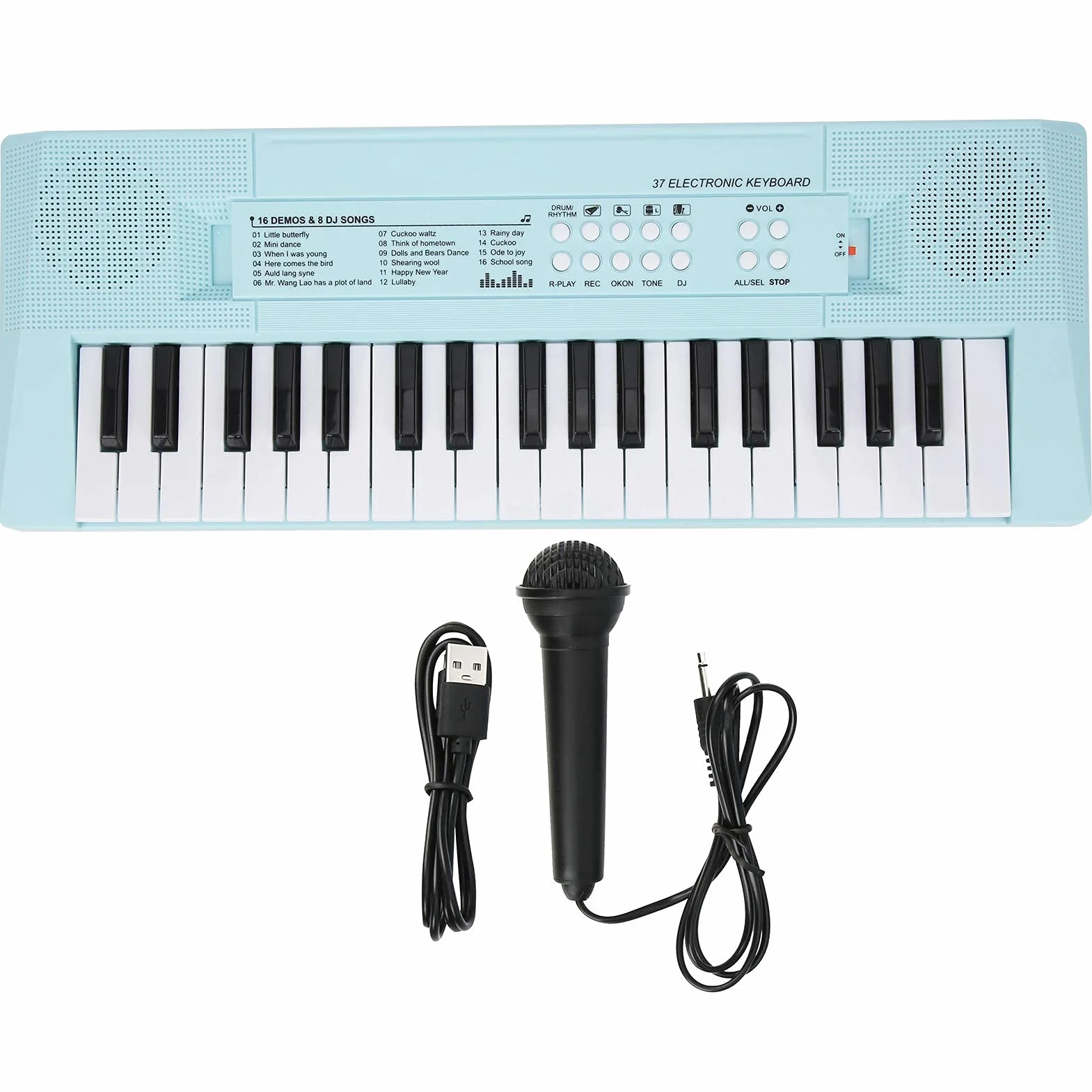 BF ‑ 3738 Musical Electric Keyboard Piano z 37 klawiszami, instrument edukacyjny do nauki klawiatury z regulowaną głośnością muzyki dla początkujących(niebieski)
