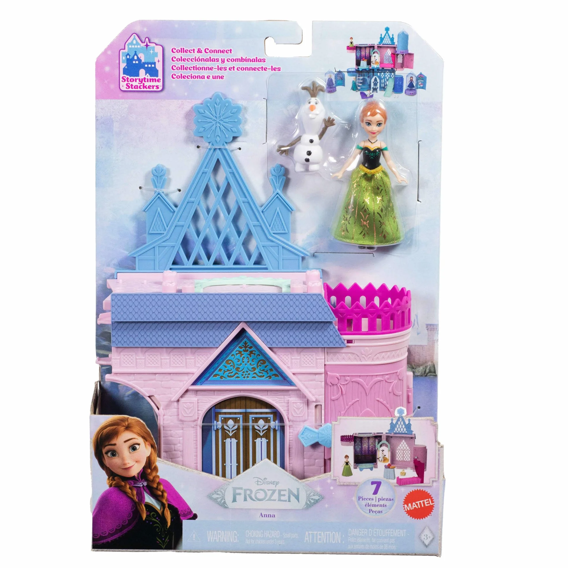 Mattel Disney Kraina Lodu Arendelle Castle zestaw modułowy z mini lalką Olaf i 7 akcesoriami, zabawka dla dzieci 3+