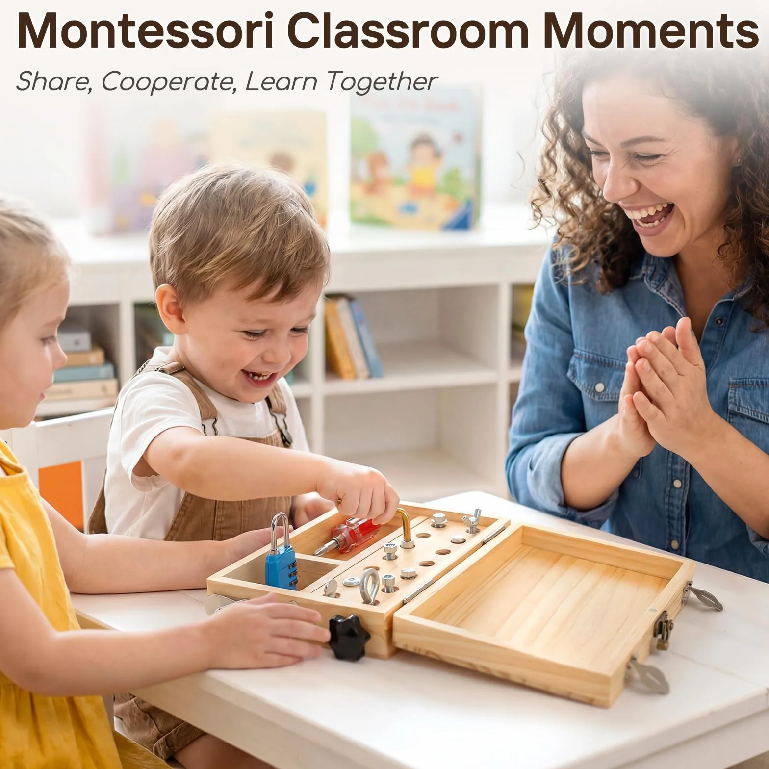 Lehoo Castle Zabawka Montessori dla dzieci od 3, 4, 5 lat, zestaw narzędzi dla dzieci z zabawkami z drewna, zabawka motoryczna, śrubokręt, Busy Board, zabawka sensoryczna dla dzieci z ADHD i autyzmem