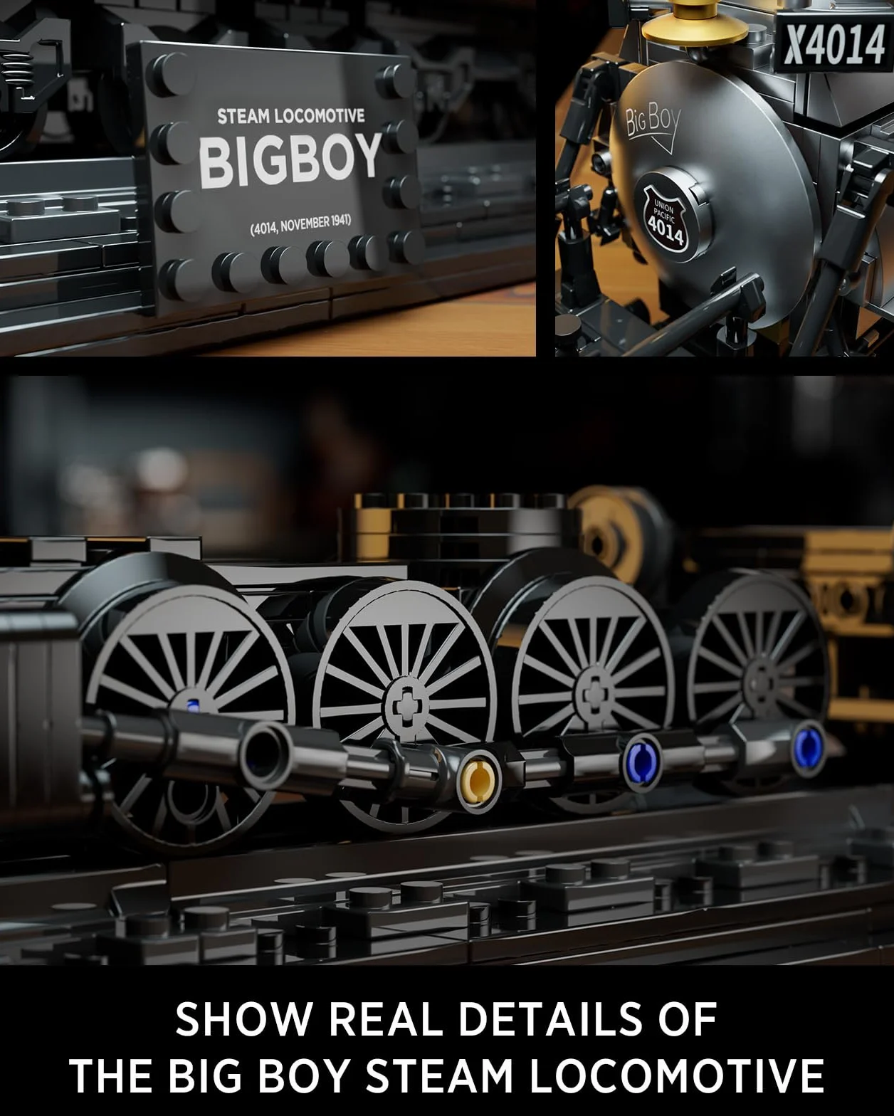 Nifeliz Pociąg Big Boy Retro lokomotywa parowa zestaw klocków zaciskowych 1818 elementów