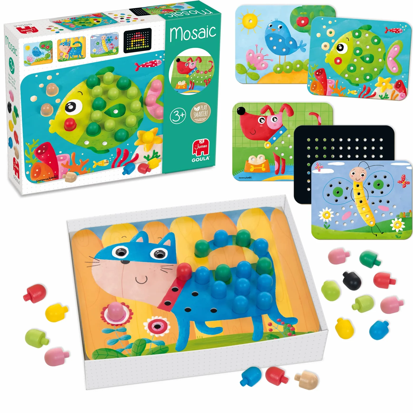 Jumbo Spiele D53136 – drewniana zabawka mozaikowa dla małych dzieci, od 3 lat