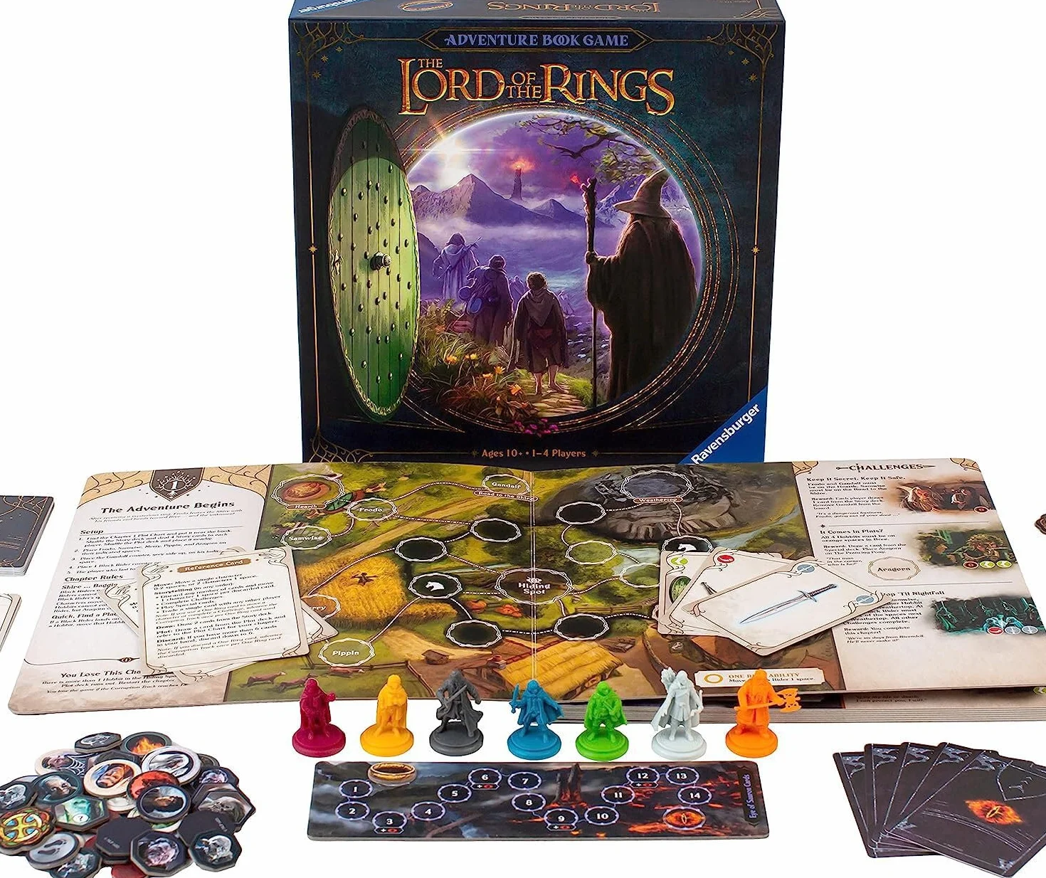 Ravensburger Lord of the Rings Adventure Book - wciągająca rodzinna gra planszowa dla dzieci i dorosłych w wieku 10 lat i starszych od 1 do 4 graczy