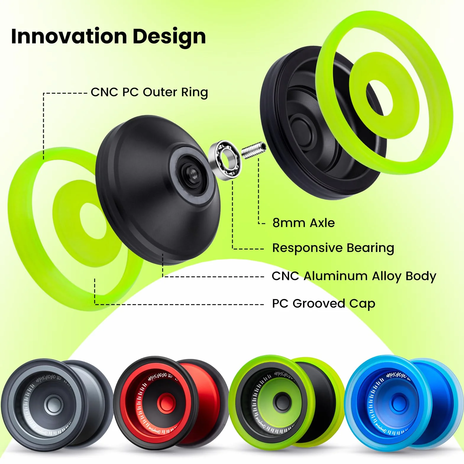 MAGICYOYO JoJo V13 Profi Finger Spin Yoyo, metal + PC Hybrid Design, podwójny tryb do responsywnego Yo Yo i nieresponsywnej gry Jo Jo, Trick JoJo, idealny dla początkujących i zaawansowanych