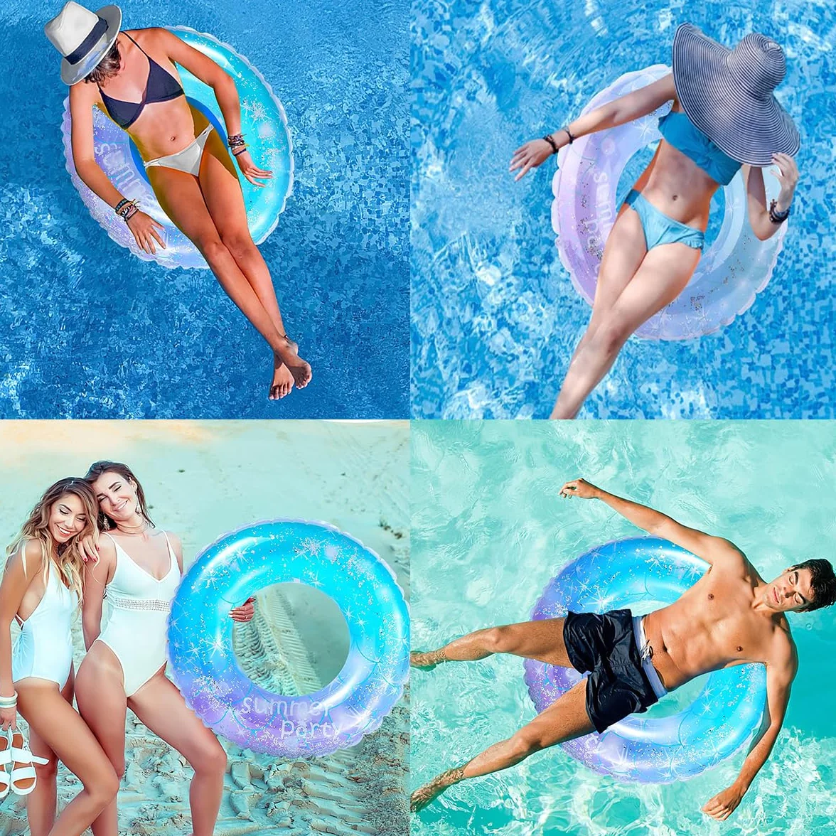 Nadmuchiwane koło do pływania, duże koło do pływania, dla dorosłych i dzieci, zabawka wodna na basen i plażę, na imprezę, 90 cm