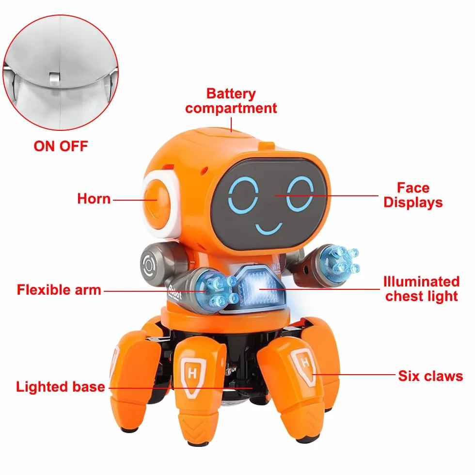 Robot zabawka dla dzieci, robot towarzyszący z kolorową projekcją światła, tańcem, śpiewem i chodzeniem, dla dzieci w wieku 4-12 lat, jako prezent urodzinowy