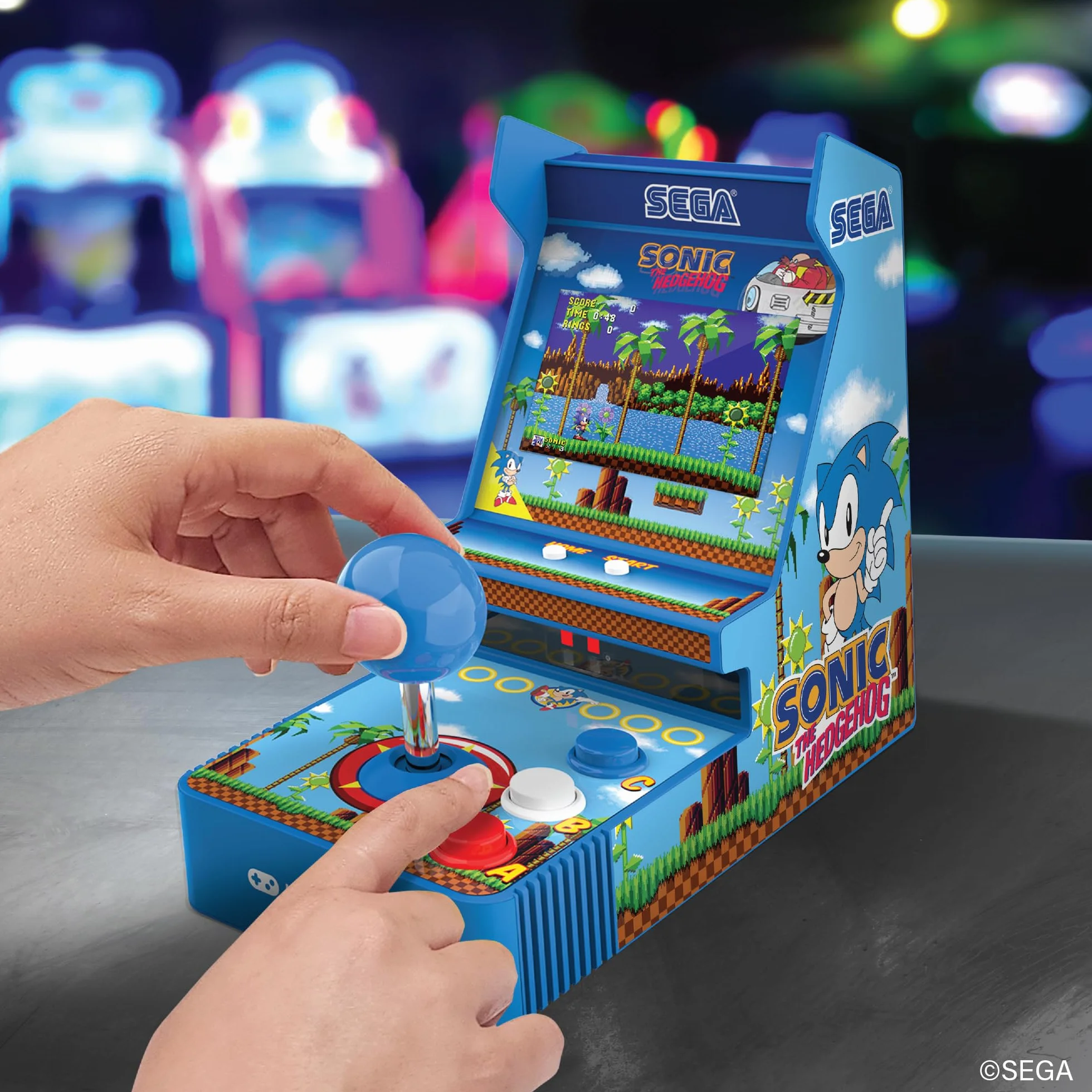 My Arcade Sonic Joystick Player Retro konsola do gier wideo 2 gry w 1 Sega Classic Arcades kolorowy wyświetlacz 3,5 cala