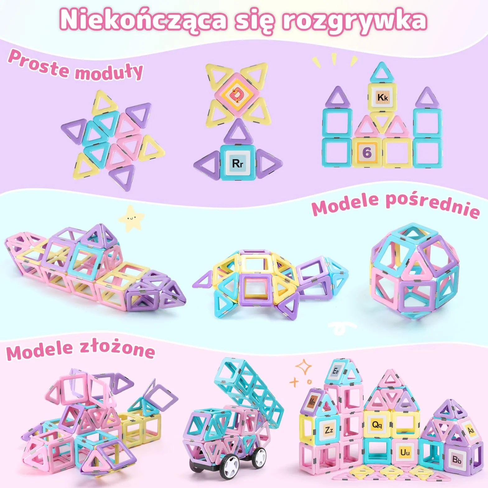 Magnetyczne klocki konstrukcyjne 120 PCS Zestaw płytek dla dzieci edukacyjne zabawki