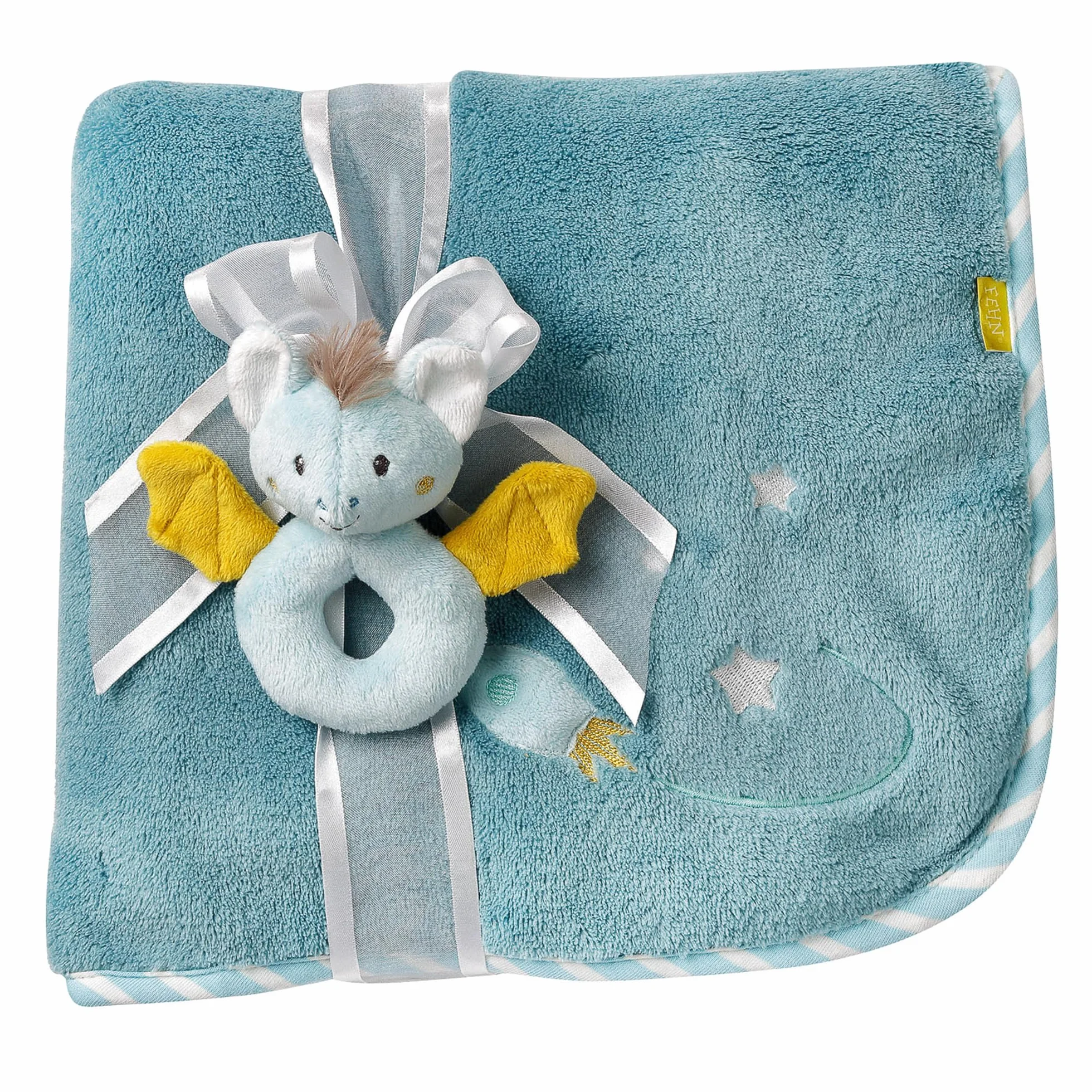 Fehn 065183 Kuscheldecke Fledermaus/Kuschelige Schmusedecke für Babys und Kleinkinder ab 0+ Monaten - zum Kuscheln, als Krabbelunterlage oder Schnuffeltuch, Maße: 100x75cm