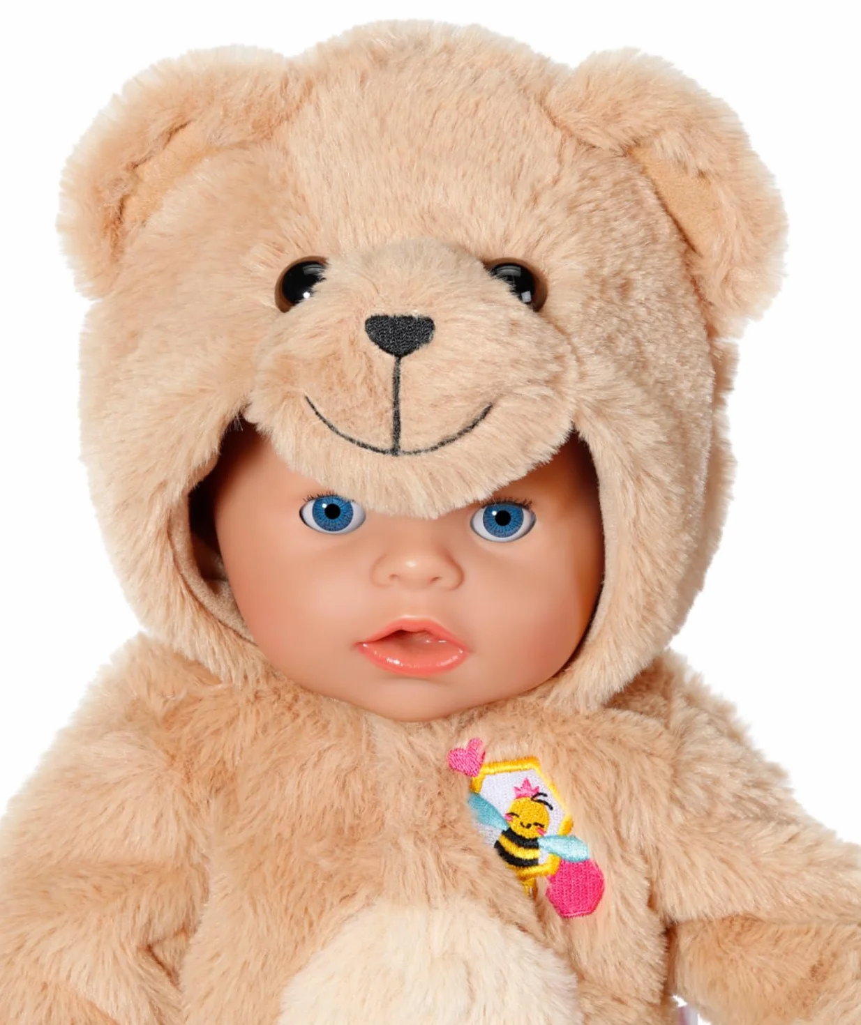 BABY born Miś przytulny kombinezon 43 cm, śpioszki z kapturem i uszami o wyglądzie pluszu, dla lalek 43 cm, 836088 Zapf Creation