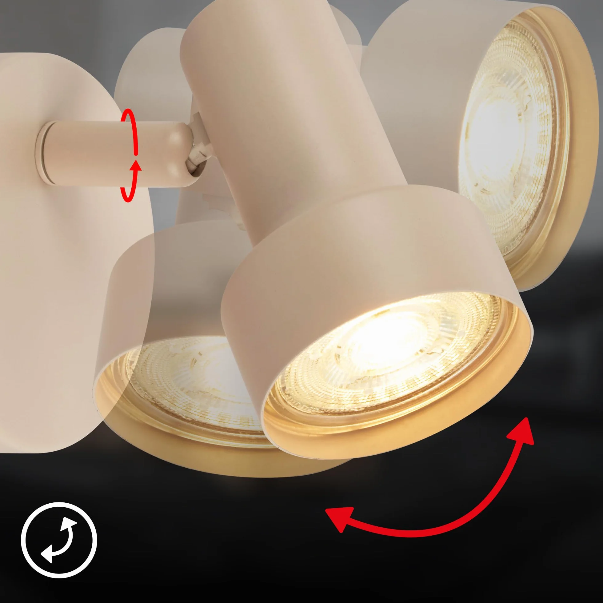 BRILONER - Regulowana lampa ścienna, gniazdo GU10, maks. 9 W, lampa ścienna, sypialnia, kinkiet, lampa do sypialni, 8 x 10,5 cm, beżowy