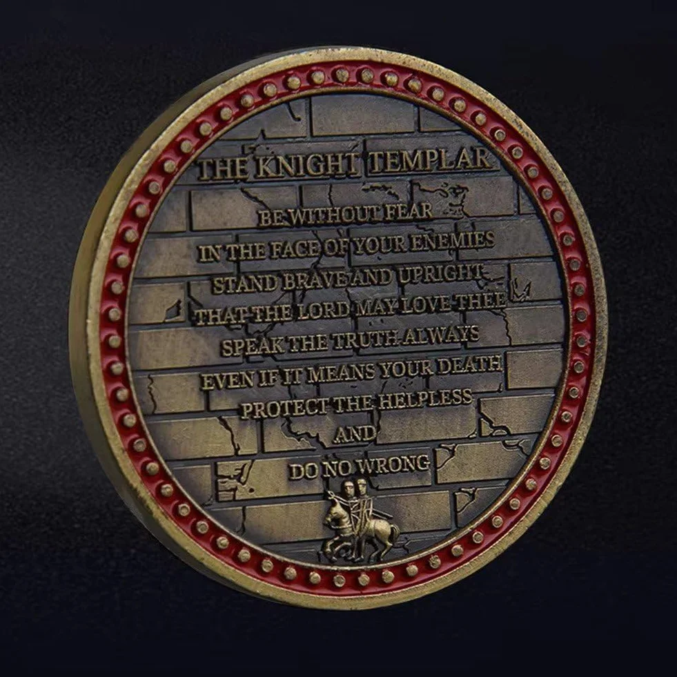 Moneta Pamiątkowa Rycerzy Templariuszy, Moneta Pamiątkowa Krzyżowca, Vintage Moneta Wyzwania, Medal Świętej Tarczy