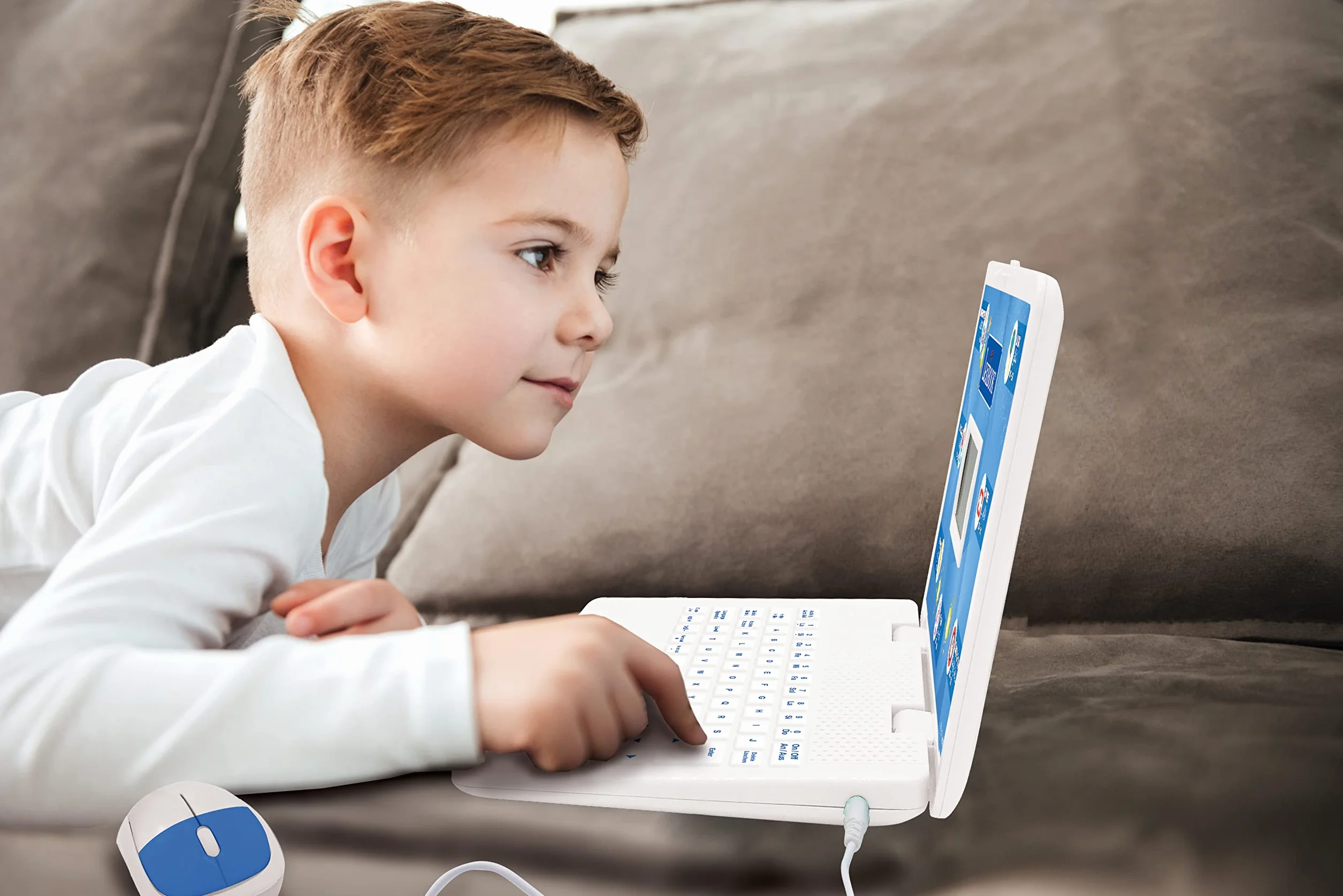 LEXIBOOK JC598i3 Dwujęzyczny Laptop Edukacyjny 124 Aktywności Niemiecki Angielski Niebieski Biały