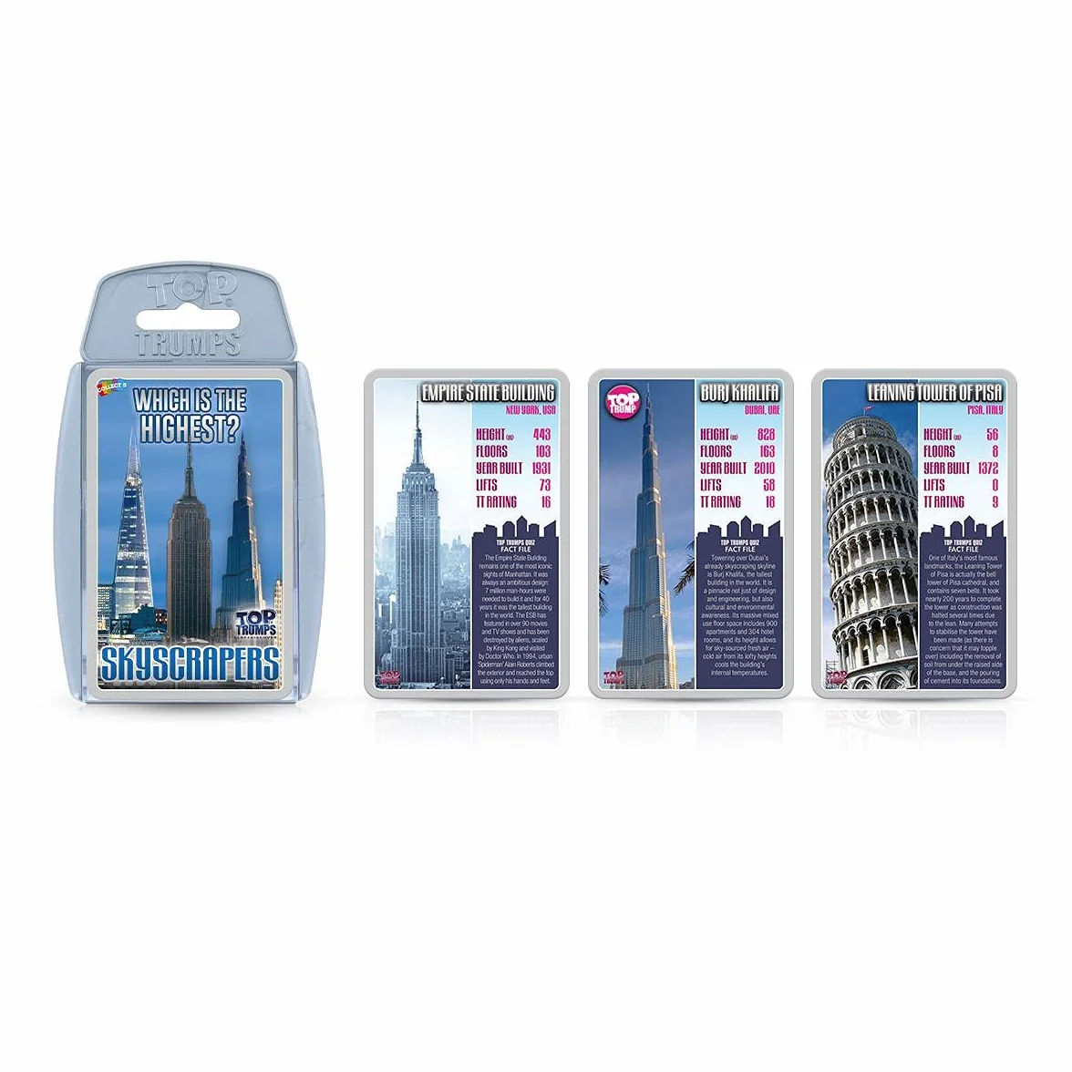 Top Trumps Skyscrapers Classics Card Game, poznaj fakty o Burdż Chalifa, The Shard i Empire State Building w tej edukacyjnej grze, prezentach i zabawkach dla chłopców i dziewcząt w wieku od 6 lat