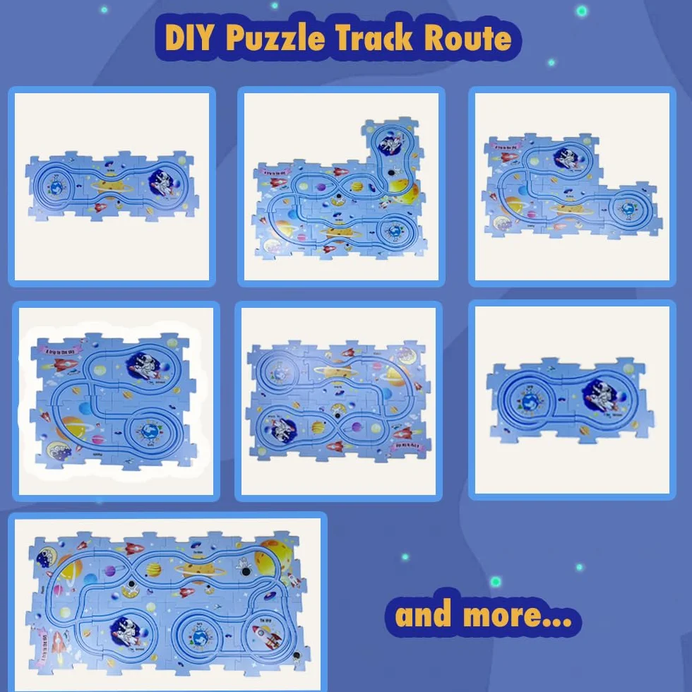 Tor samochody dla dzieci DIY tor wyścigowy 12 sztuk puzzle DIY złamana zabawka edukacyjna prezent gry dla dzieci 2 3 4 5 6 lat (przestrzeń)