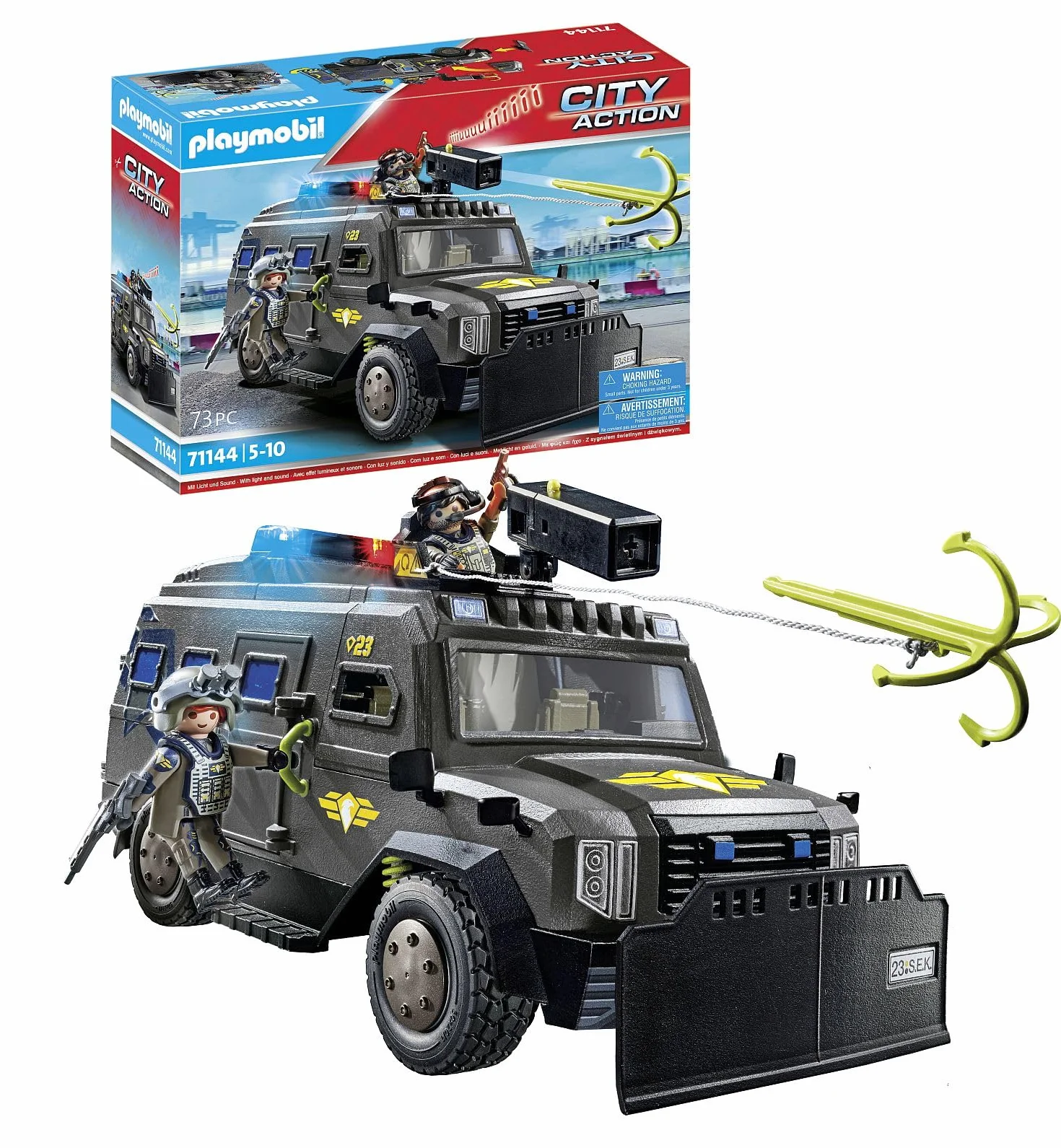 PLAYMOBIL 71144 City Action Pojazd terenowy jednostki specjalnej, nowoczesny pojazd terenowy do akcji specjalnych ze światłem i dźwiękiem, od 5 lat