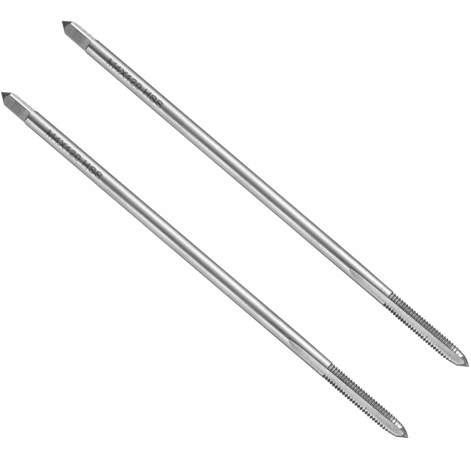 QUARKZMAN 2 sztuki gwintowników z rowkiem prostym, M4 x 0,7 H2 120 mm, bardzo długie, metryczne narzędzia do gwintowania, stal szybkotnąca 6542 (HSS 6542)