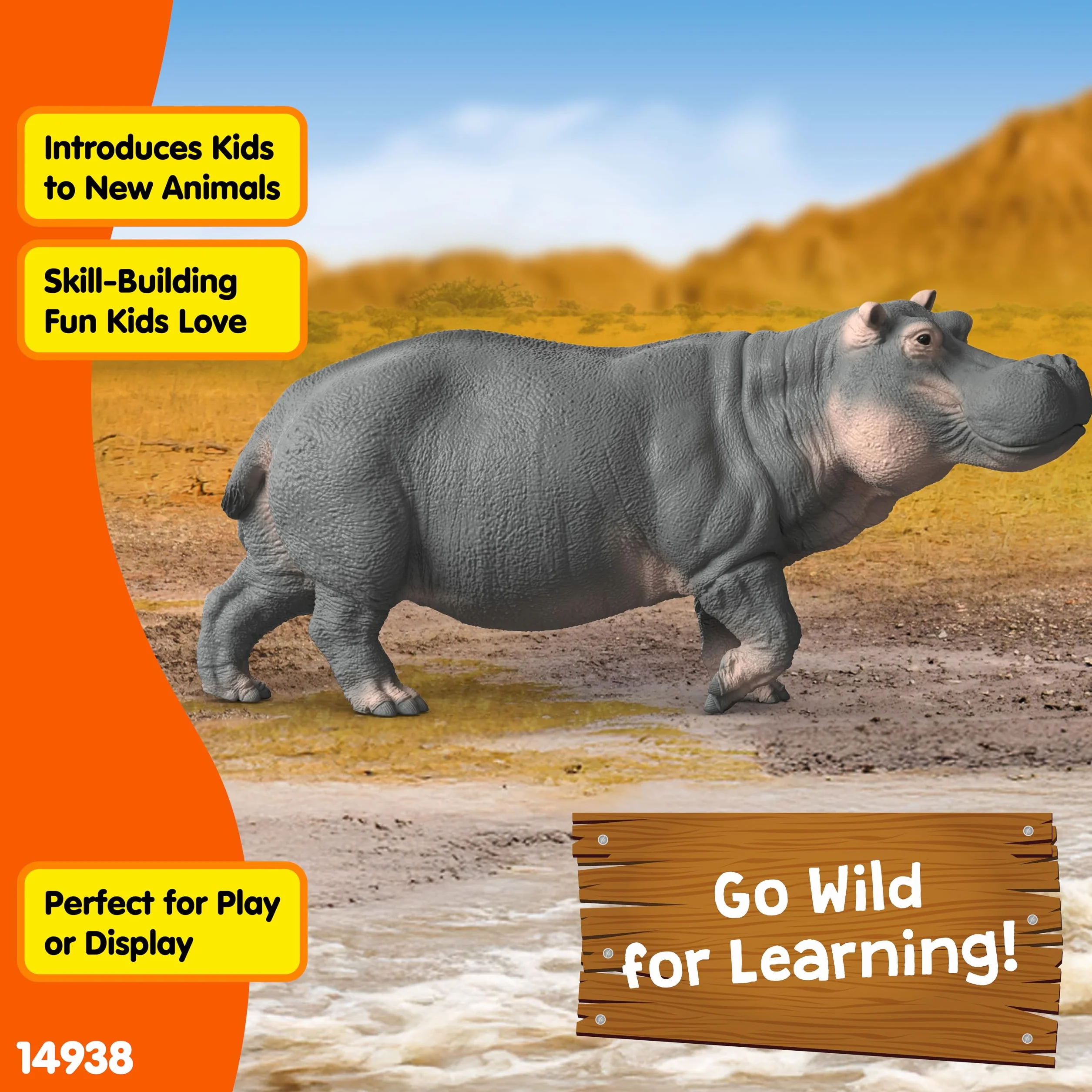 schleich WILD LIFE | Hipopotam 14938 | Szczegółowa figurka zwierzęcia i kolekcjonerska | Zabawka zoo | Prezent dla dzieci | Figurka do zabawy od 3 lat | 13 × 4 × 6 cm