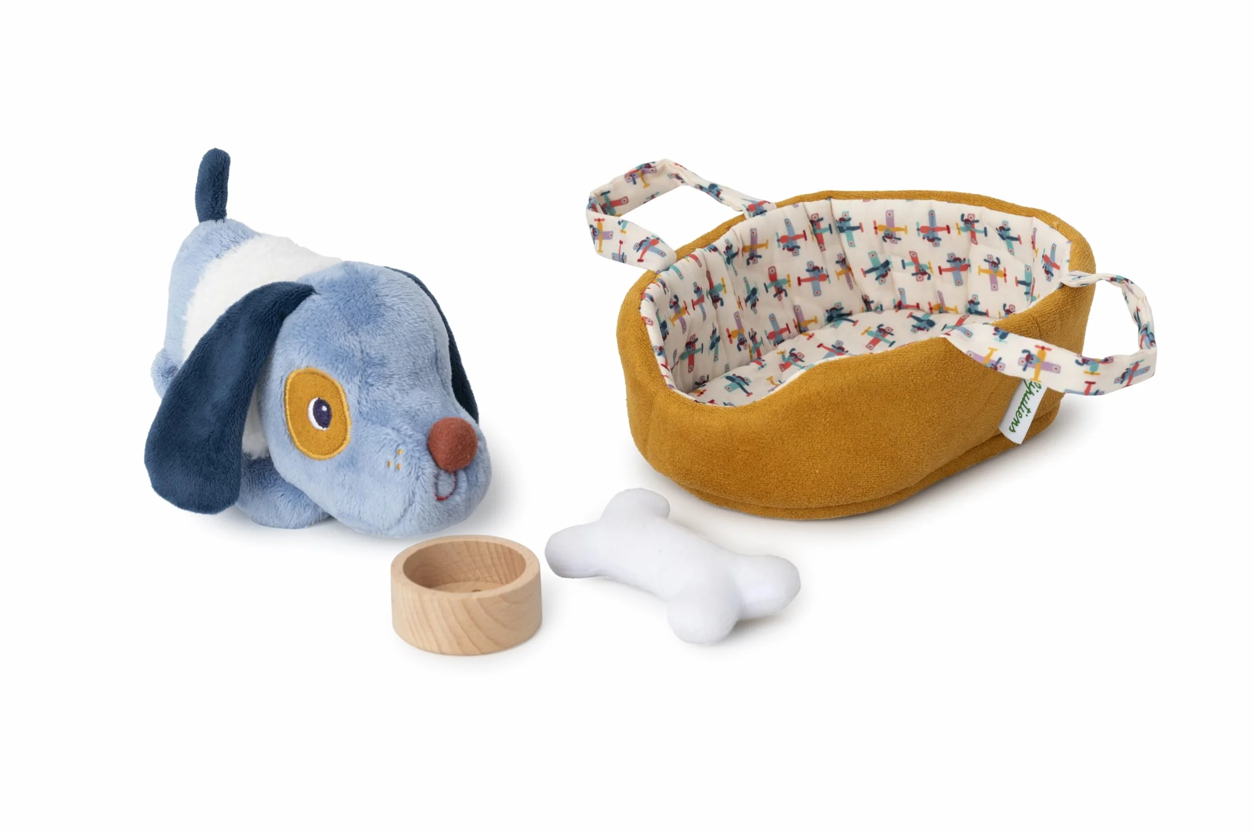 LILLIPUTIENS - Jules the Plush Dog and Your Basket - Kołdra dla psa z koszem i akcesoriami - Elektroniczny szum szczekania - Pobudza wyobraźnię - Od 12 miesięcy