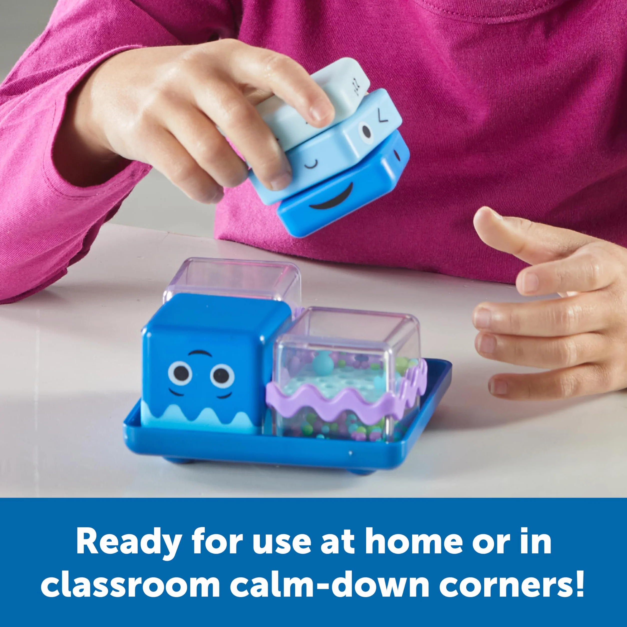 Learning Resources – 4 kostki sensoryczne do ściskania, Wiek 3+, Zabawki sensoryczne dla dzieci, 4 sposoby na rozładowanie emocji, Zabawki uspokajające, Zabawki SEL