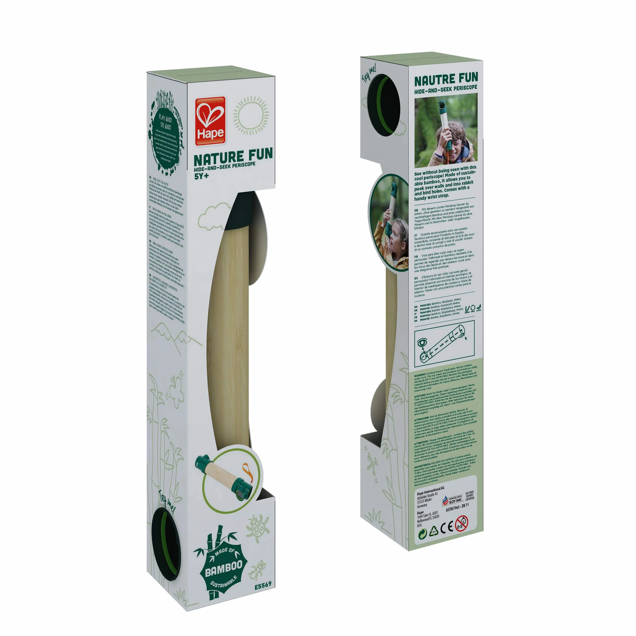 Periscope, Hape Hide-And-Seek Periscope, Made From Sustainable Bamboo, Nature Fun Outdoor Toys. 3 years +