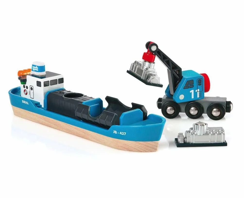 BRIO World kontenerowiec z wózkiem dźwigowym