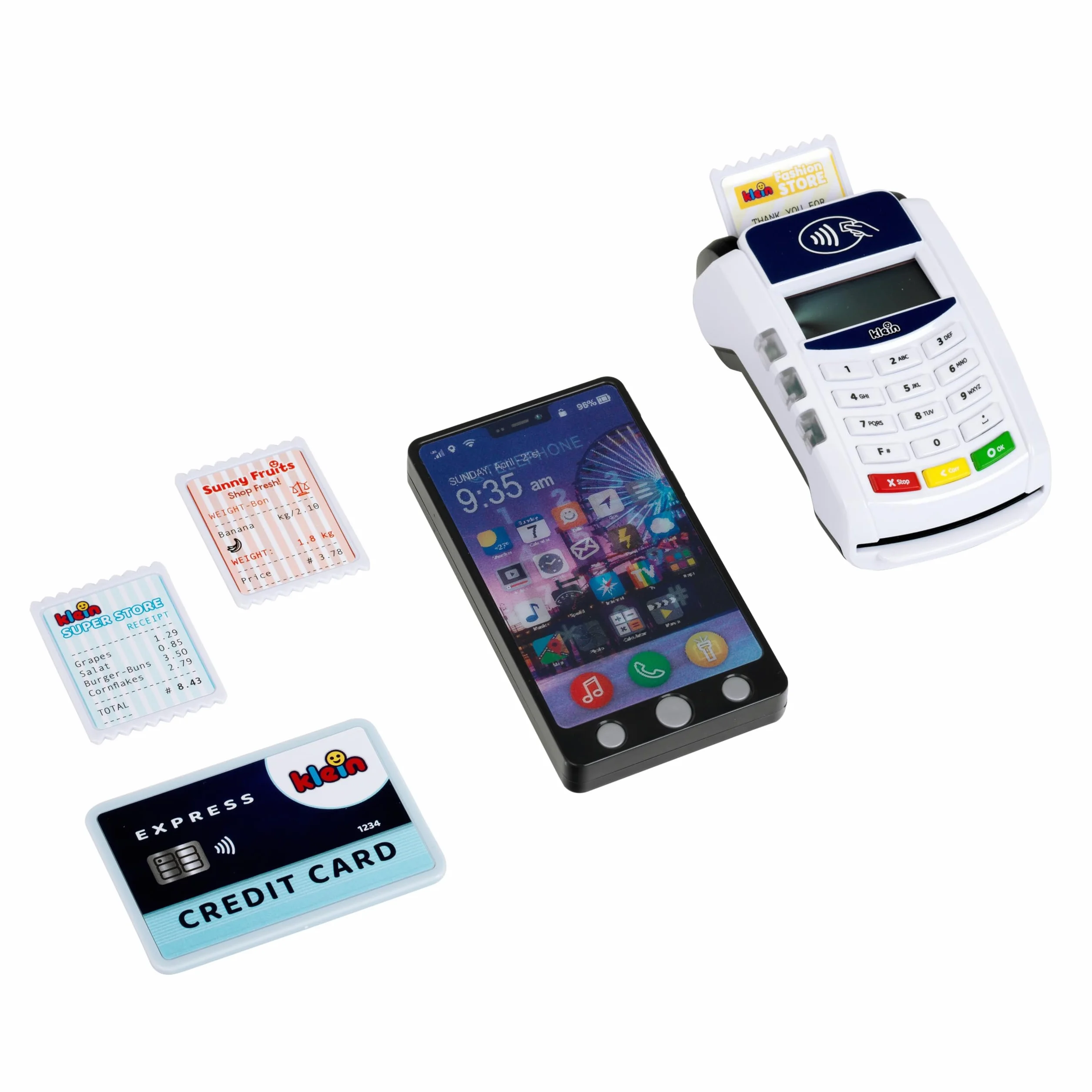 Theo Klein 7274 Terminal PoS i Smartfon dla dzieci | Z efektem wietlnym, dwikowym i funkcj patnoci zblieniowej | Zabawka dla dzieci od 3 lat
