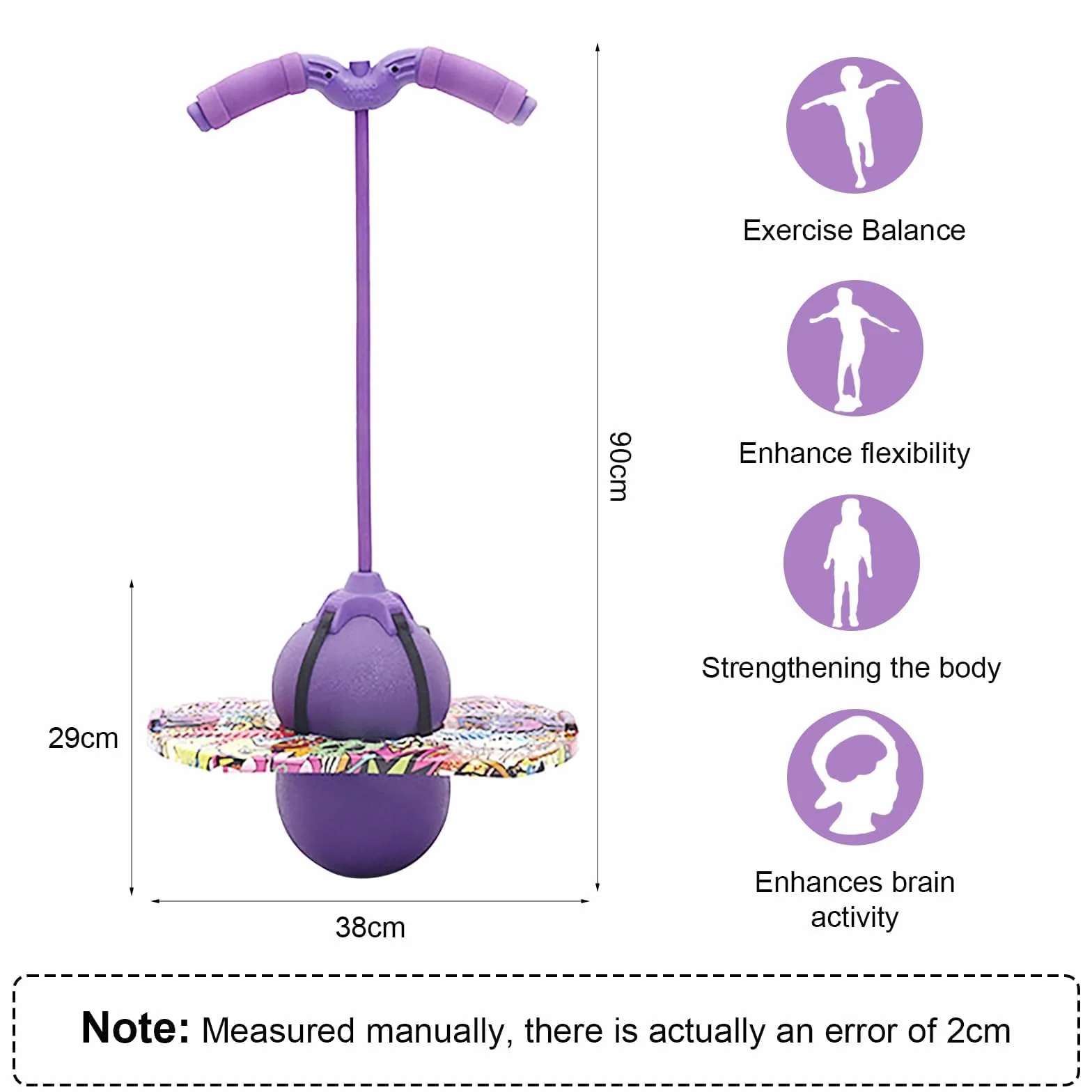 Kijek pogo dla dzieci z uchwytem, nośność 100 kg, sprzęt sportowy do treningu równowagi