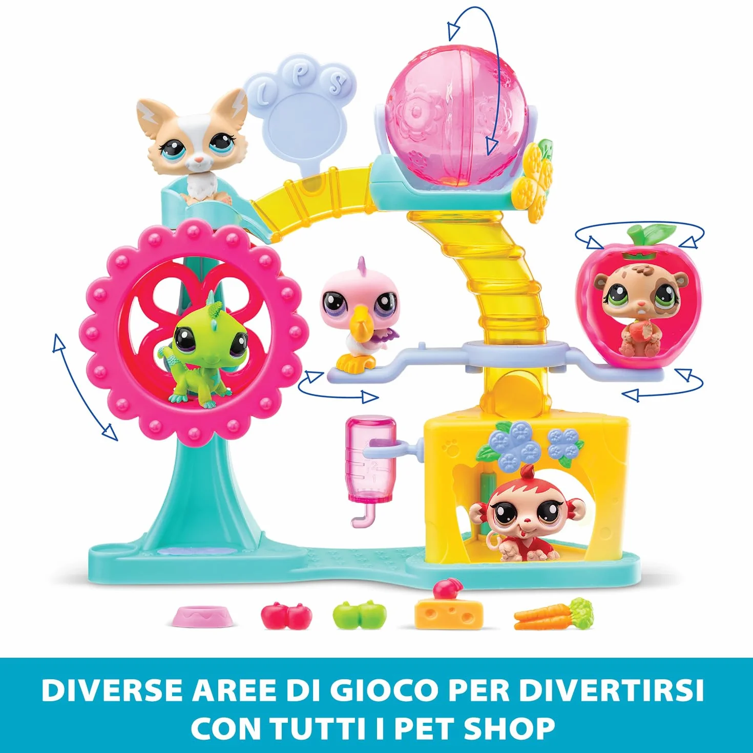 BANDAI Littlest Pet Shop, Czas zabawy Playset, mobilne głowy, Gen 7 (zwierzęta domowe #69 i #68 Ekskluzywne zwierzęta do zabawy), dla dzieci od 4 lat, BF00519 wielokolorowy