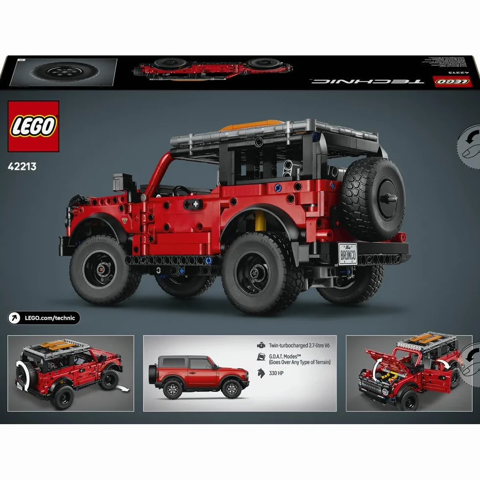 LEGO Technic SUV Ford Bronco, model samochodu do składania dla 9-latka, zabawka konstrukcyjna dla chłopców, dziewczynek i fanów motoryzacji, pomysł na prezent dla dziecka i ozdoba do pokoju 42213