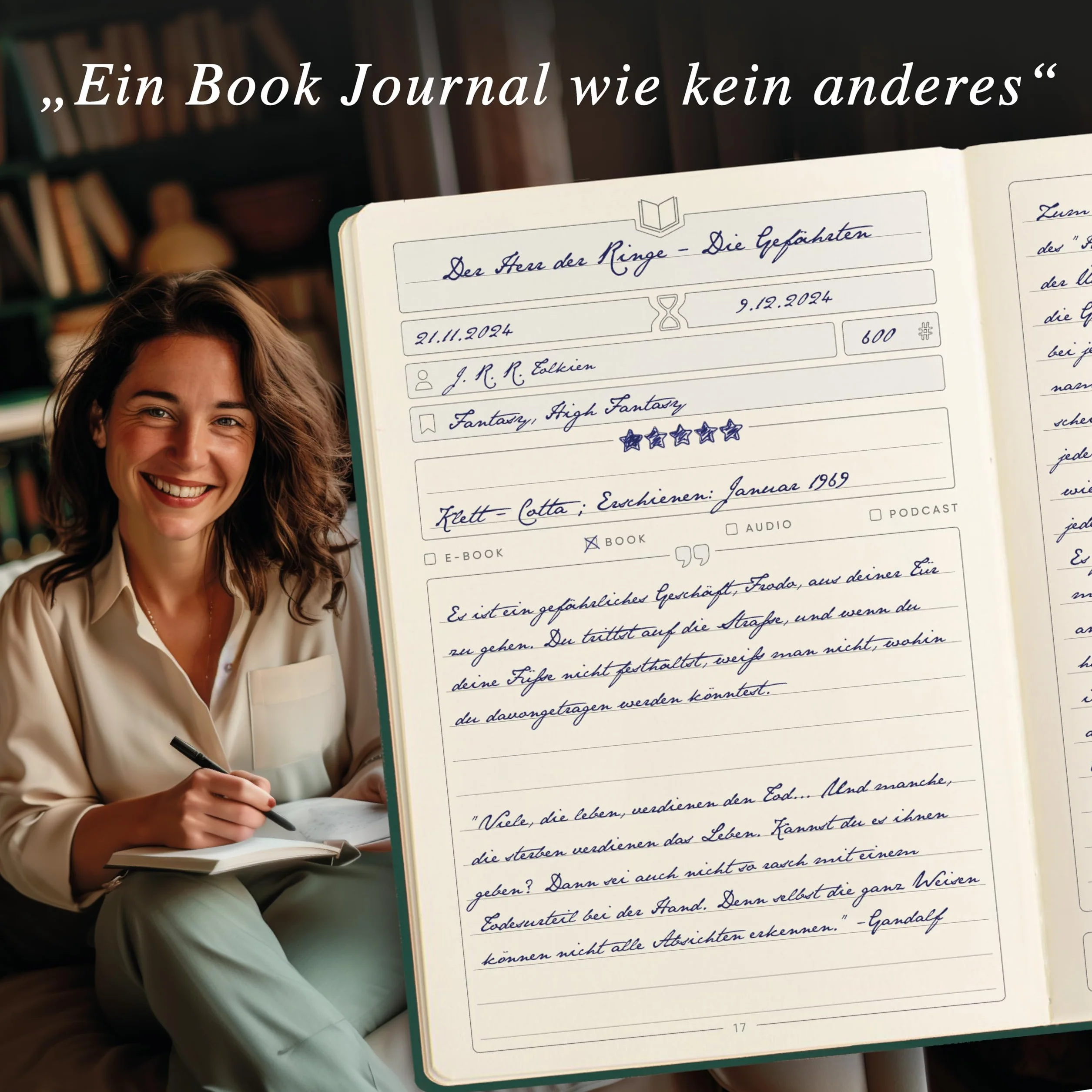 NORTHERN NOTES® Book Journal - Premium Lestagebuch & Buch Journal. Na ponad 70 książek, audiobooków, e-booków i podcastów. DIN A5 (OXFORD GREEN)