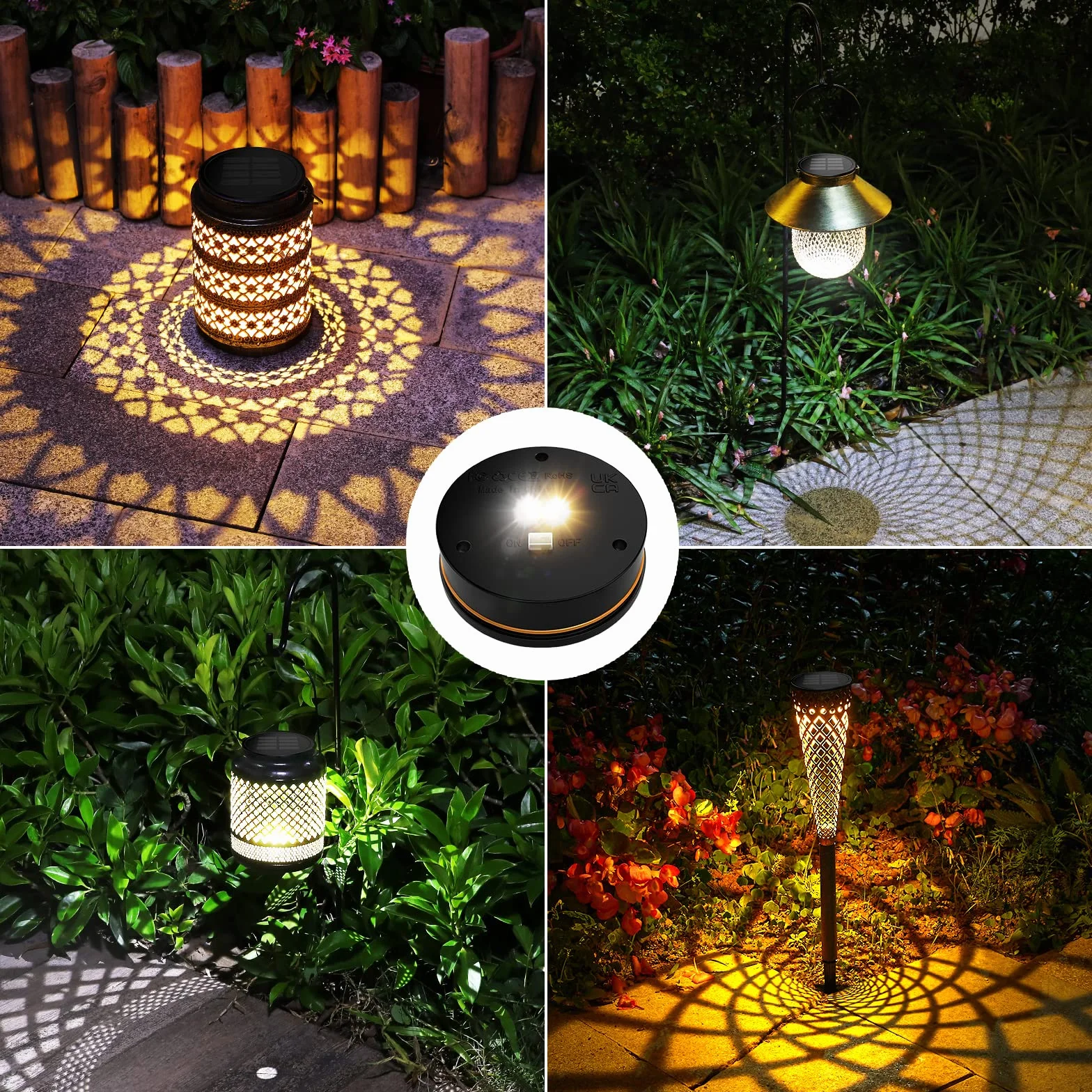 GEARLITE Zamiennik lamp solarnych, 8 cm, do ogrodu, lampy solarne, części zamienne z 2 diodami LED (ciepła / biała), pojemnik na baterie słoneczne 800 mAh z wysokowydajnymi panelami słonecznymi do