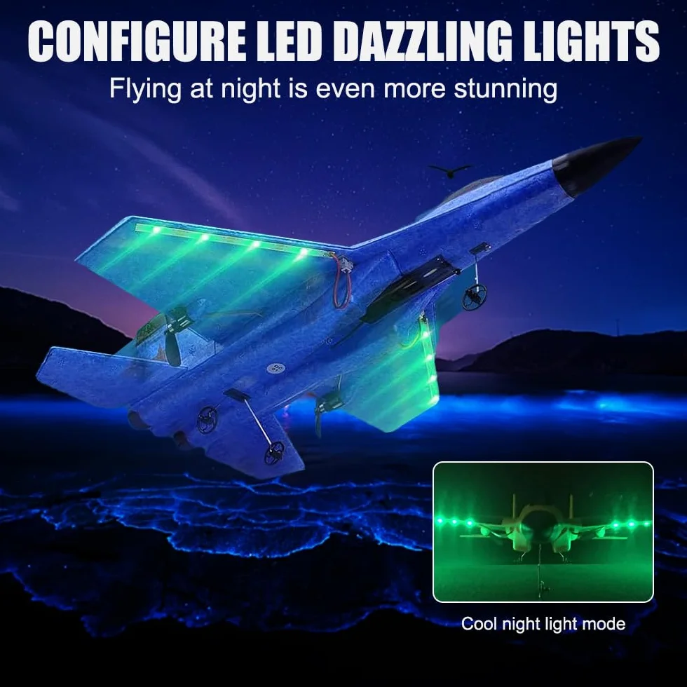 RC samolot 2CH, 2,4 GHz, zdalnie sterowany samolot, zabawka styropianowa ze światłem LED, zdalnie sterowany samolot z pilotem zdalnego sterowania i ładowaniem USB, samolot RC dla dorosłych