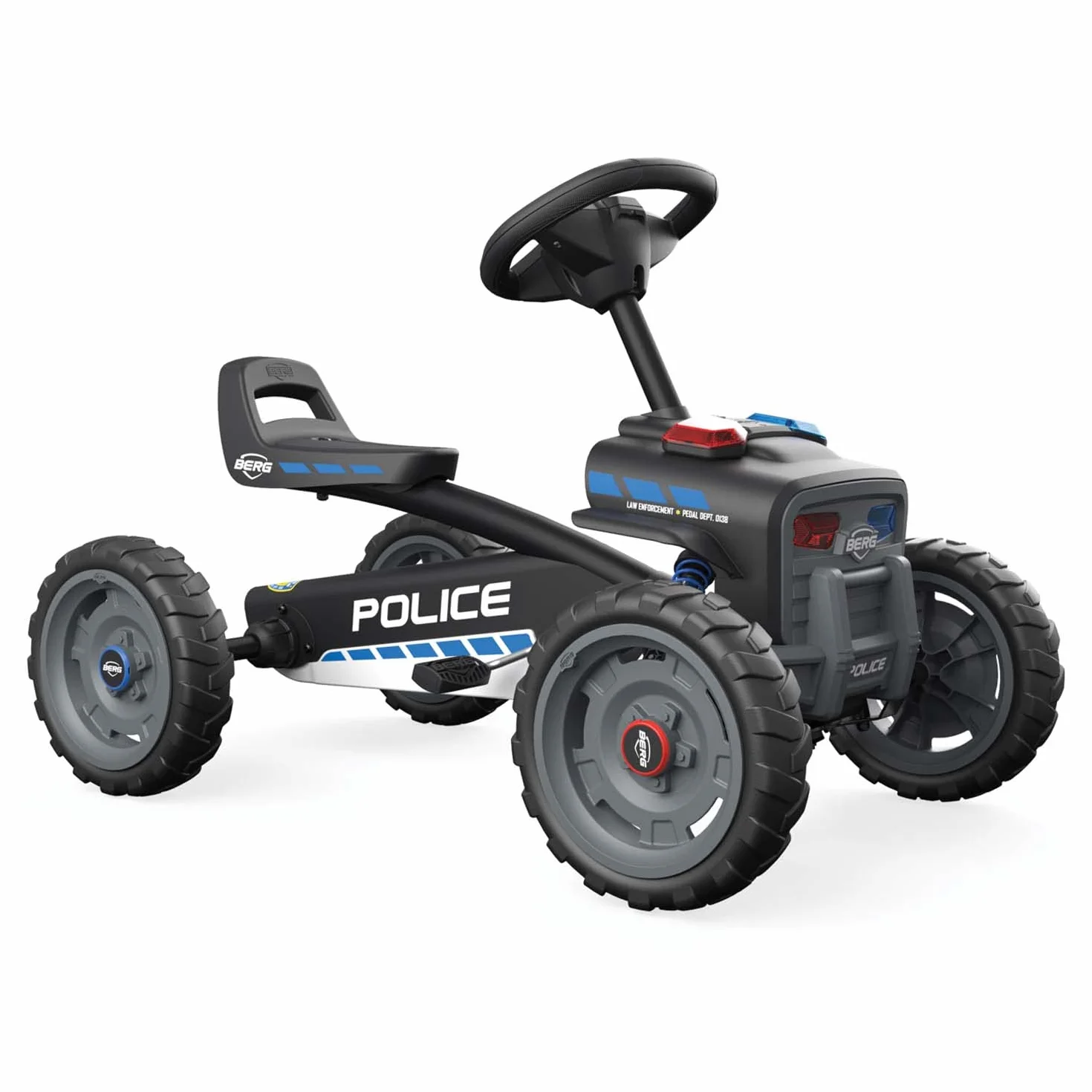 Berg Gokart z pedałem Buzzy Police z głośnikiem | pojazd dziecięcy, samochód na pedały, bezpieczeństwo i stabilność, zabawka dla dzieci w wieku 2-5 lat, duży