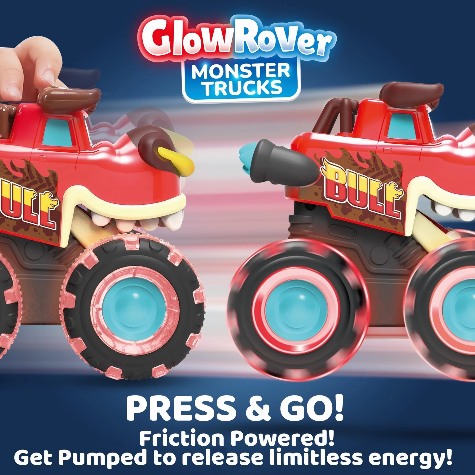 JOYIN 3 Pack zabawki Monster Truck dla chłopców i dziewczynek w wieku 1 2 3 4 5 6, samochody z podświetleniem aktywowanym ruchem, Monster Treads Lightning Wheels, prezent dla dzieci - zabawkowe