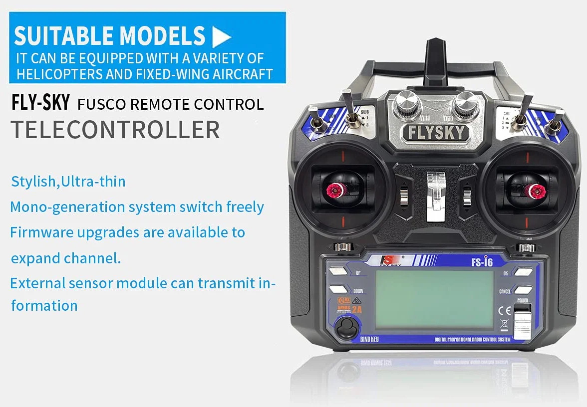 DTXMX Flysky FS-i6 2,4 GHz 6-kanałowy nadajnik rc zdalne sterowanie z odbiornikiem FS-iA6 Radio Control System do RC Quadcopter, stałe skrzydło helikoptera (tryb 2)