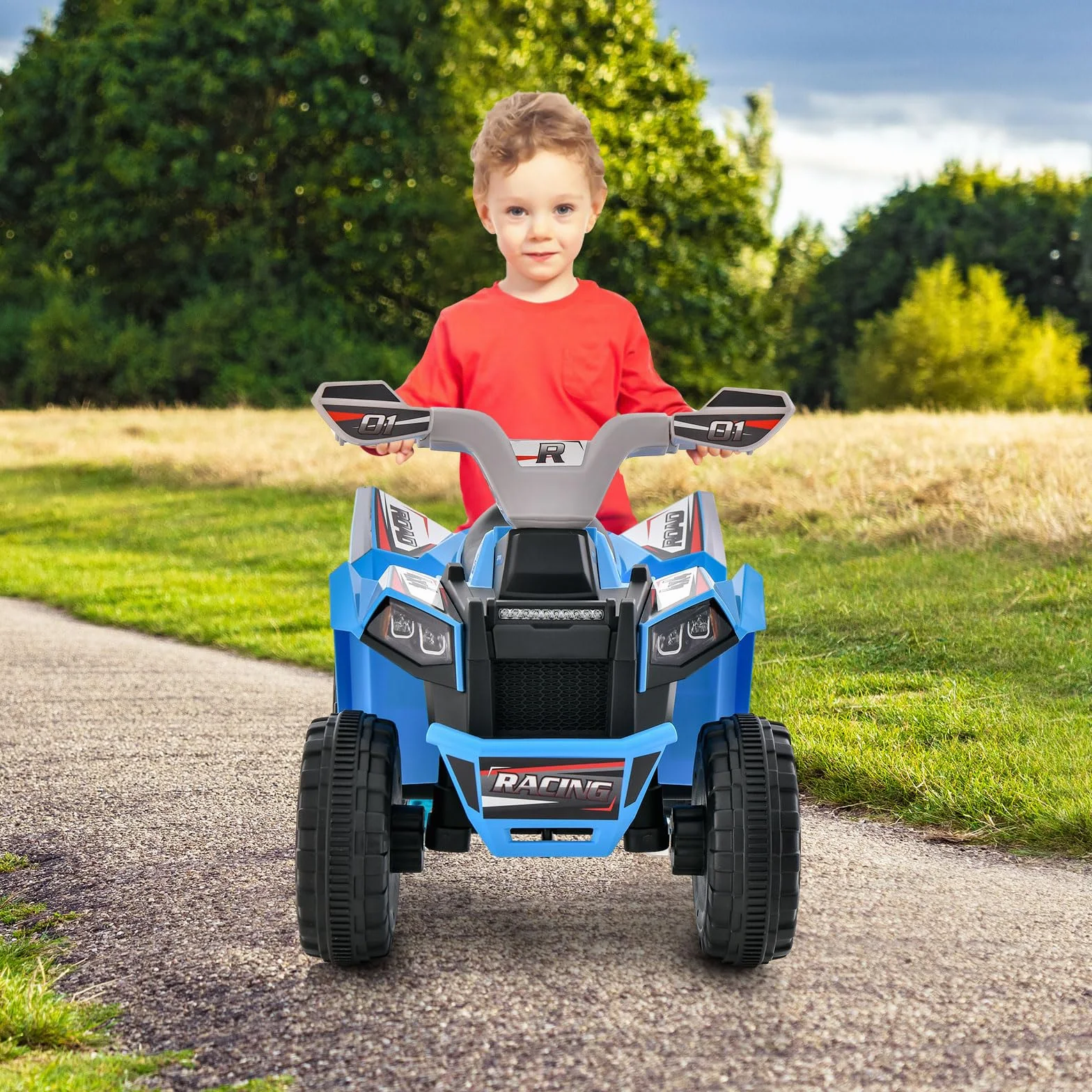 COSTWAY 6 V quad elektryczny dla dzieci, z przełącznikiem do przodu/do tyłu, mini ATV elektryczny quad, samochód elektryczny dla dzieci od 3 lat (niebieski)