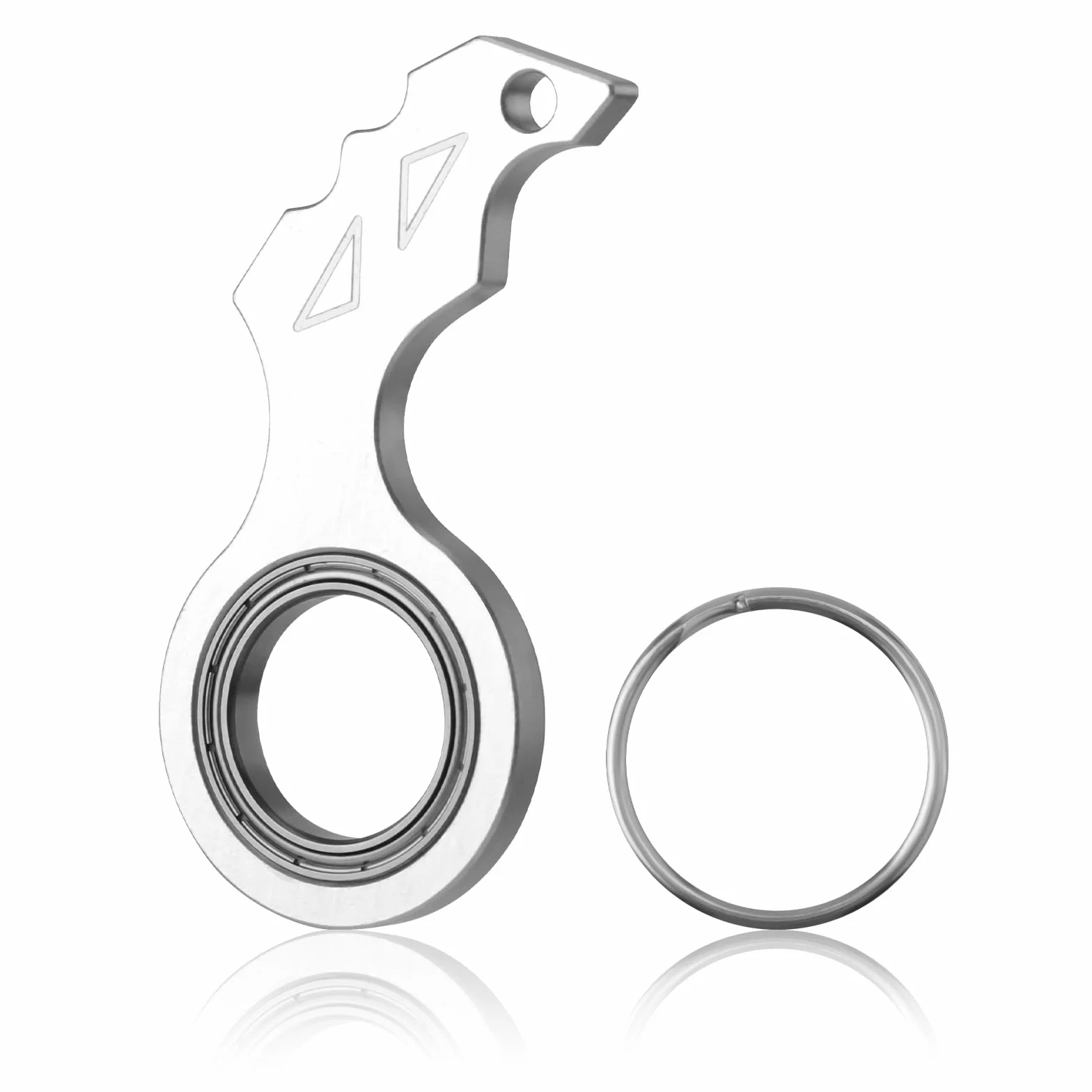 Fidget-Zabawka z Breloczkiem z Kólkiem do Kluczy, Zabawny Breloczek z Obracanym Palcem Przenosne Zabawki z Uchwytem na Klucze dla Nastolatków Doroslych Mezczyzn Cwiczenia Palców (Srebro)