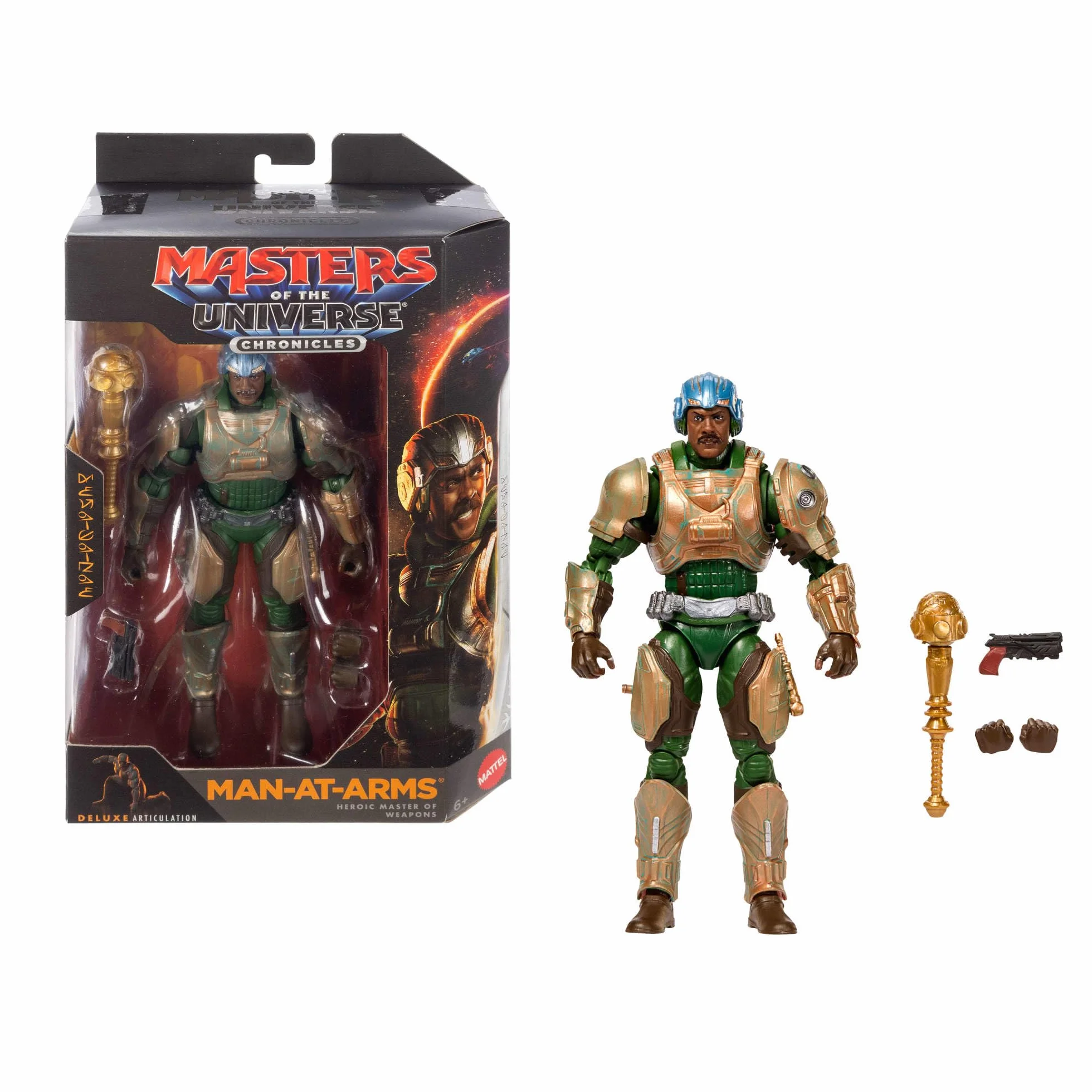 Masters of the Universe Chronicles Władcy Wszechświata Film 2026 Man At Arms Zbrojny Rycerz Wojownik Figurka kolekcjonerska w skali 1:12 i akcesorium Zabawka filmowa 6+, JKJ25
