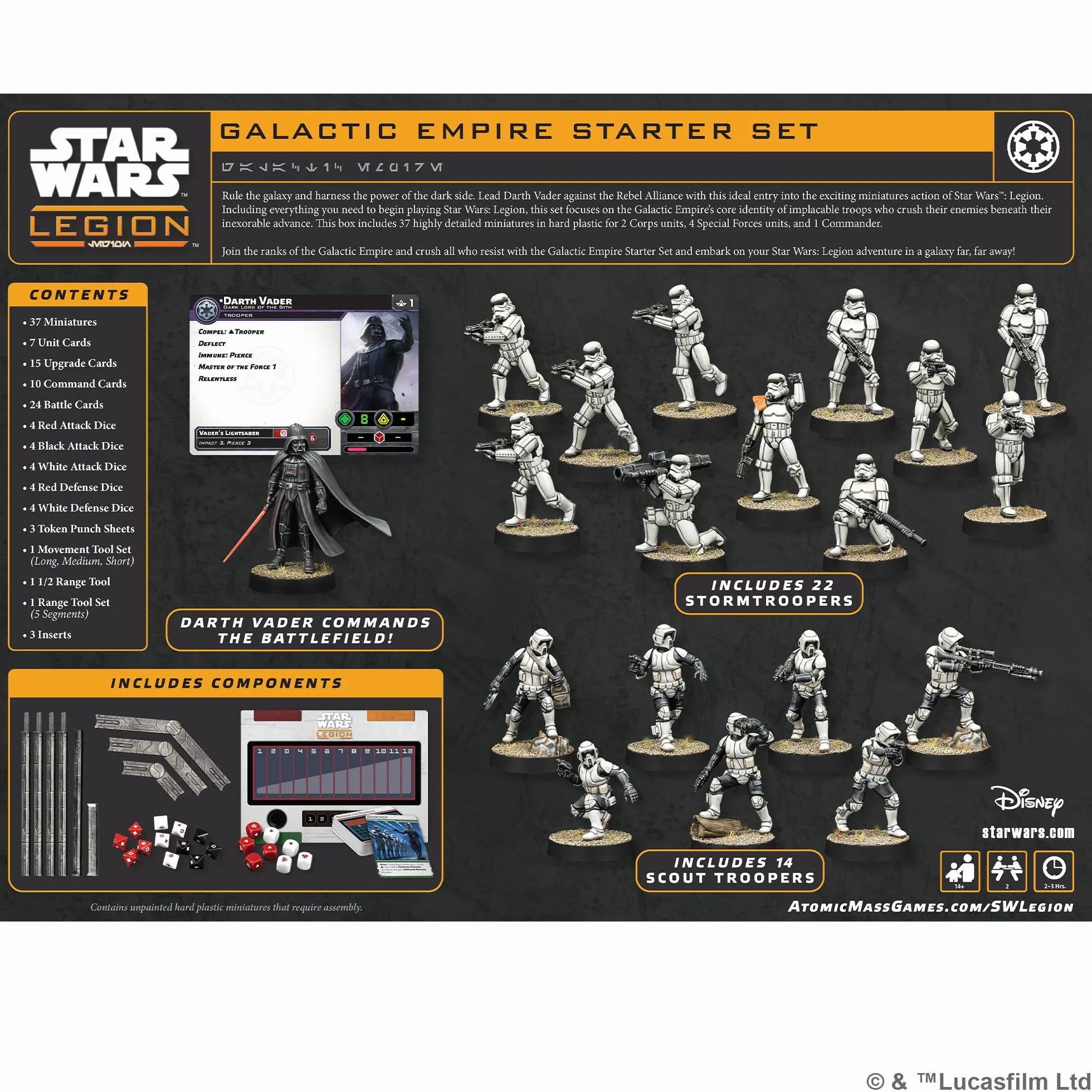 Star Wars: Legion Galactic Empire Starter Set Atomic Mass Games gra planszowa 2 graczy 14+ lat 120-180 minut niemiecki wielojęzyczny