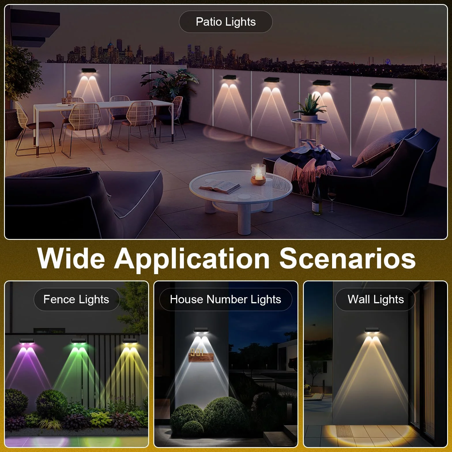 4 x solarna lampa solarna do użytku na zewnątrz, wodoodporna lampa solarna z 4 trybami ciepłej bieli / zimnej bieli / 2 trybami RGB, oświetlenie ogrodowe LED, na taras, ścianę, schody