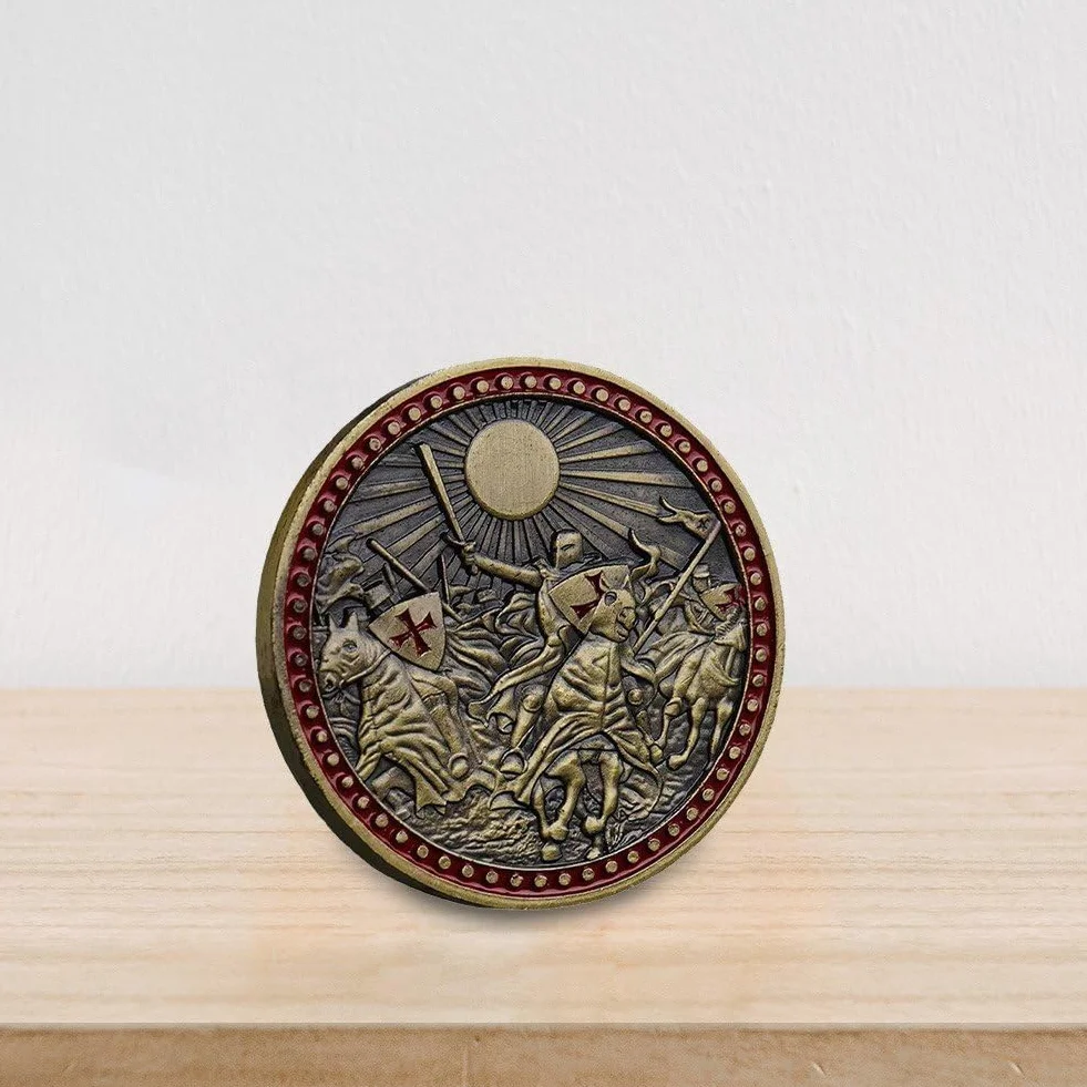 Moneta Pamiątkowa Rycerzy Templariuszy, Moneta Pamiątkowa Krzyżowca, Vintage Moneta Wyzwania, Medal Świętej Tarczy